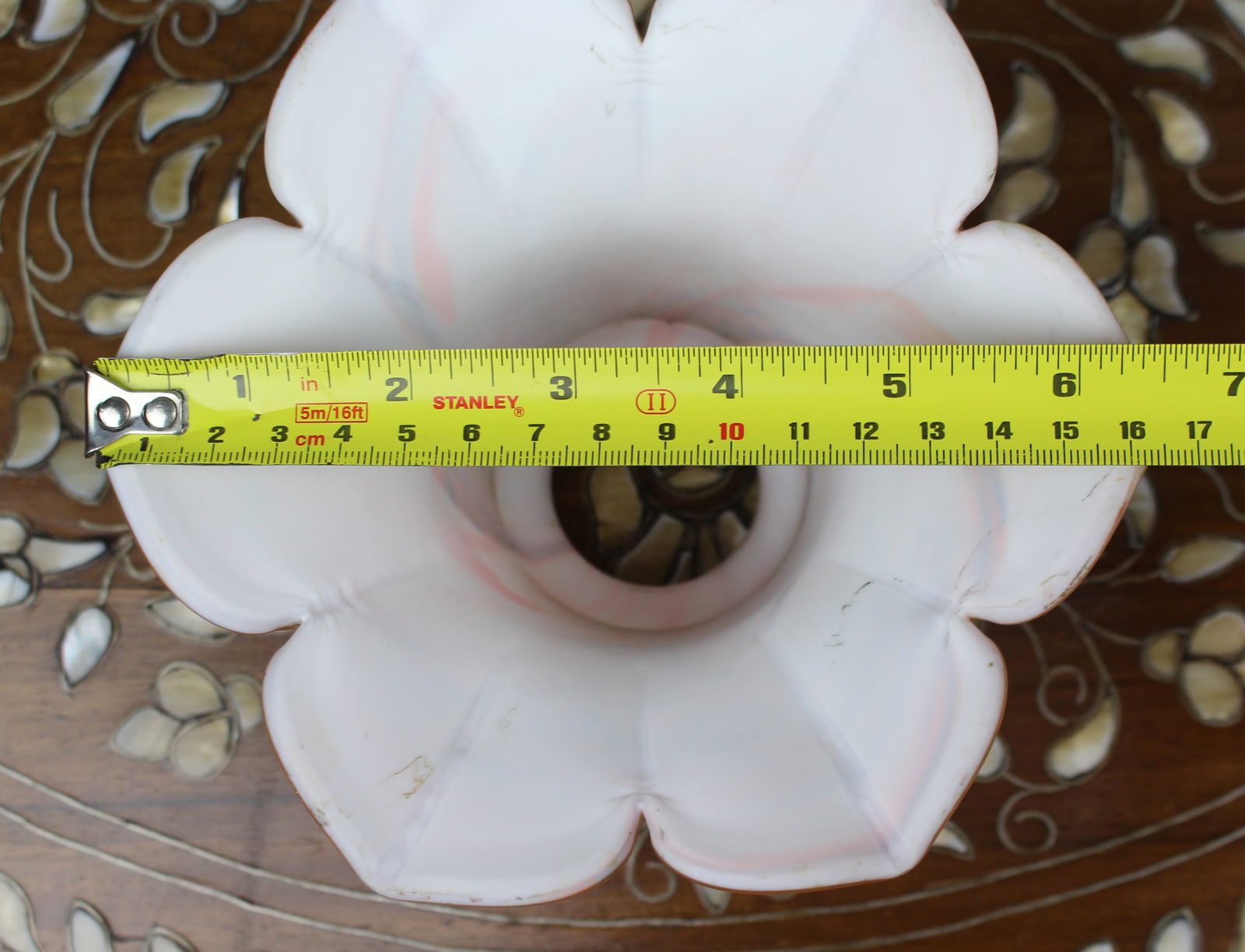 Vintage Orange Marbled Glass Lamp Shade - 8