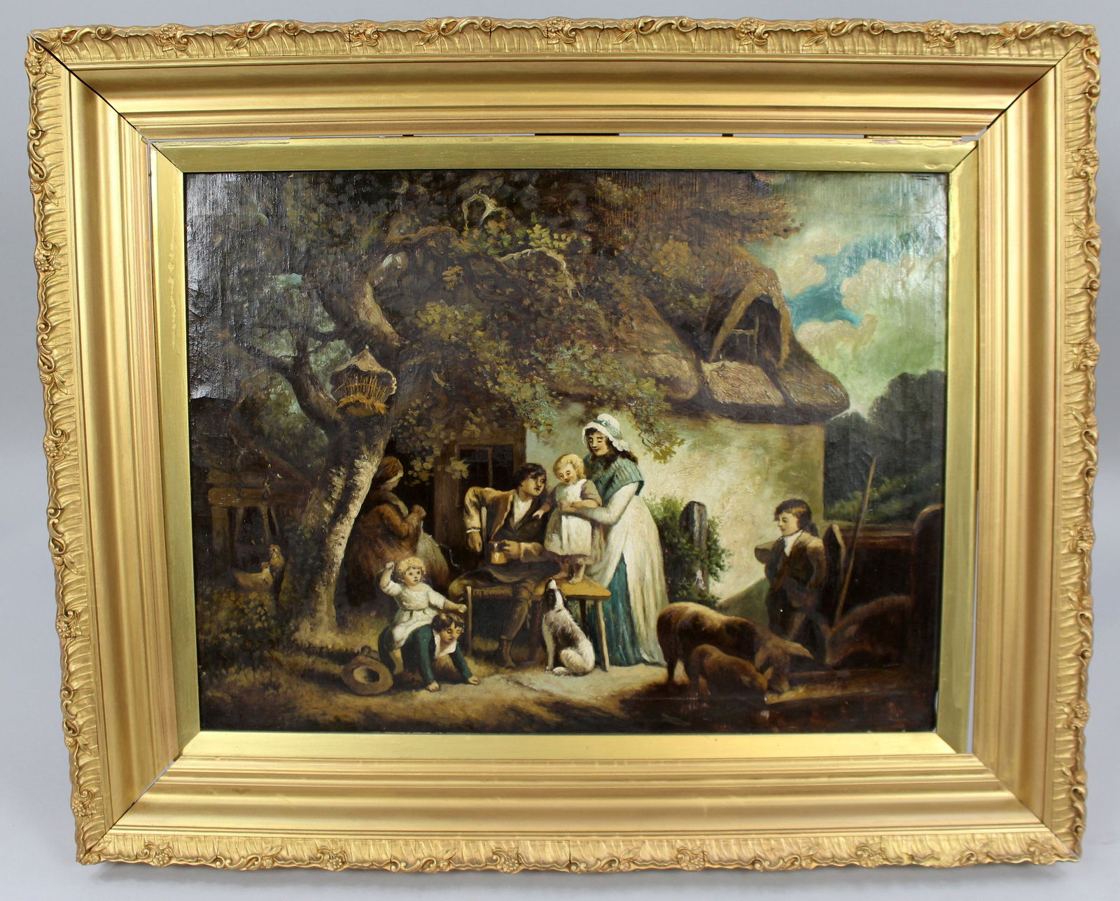 Early 19th c. Country Genre Scene Oil on Canvas (1 of 10)