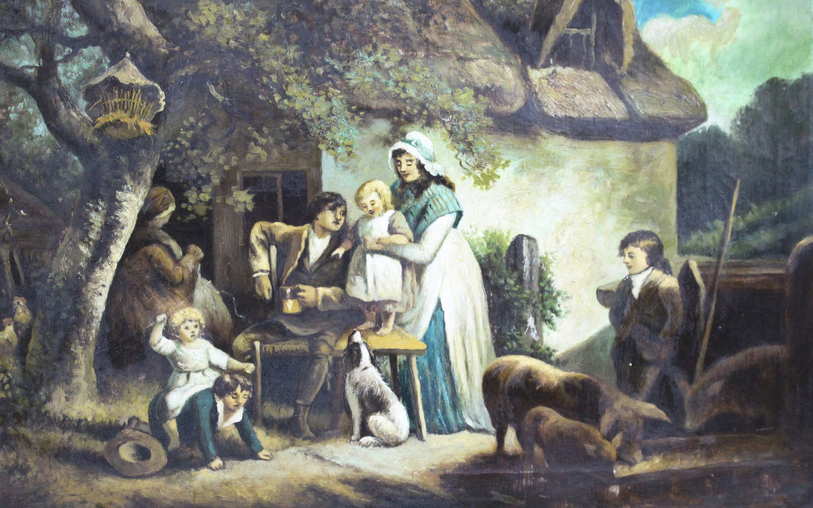 Early 19th c. Country Genre Scene Oil on Canvas - 7
