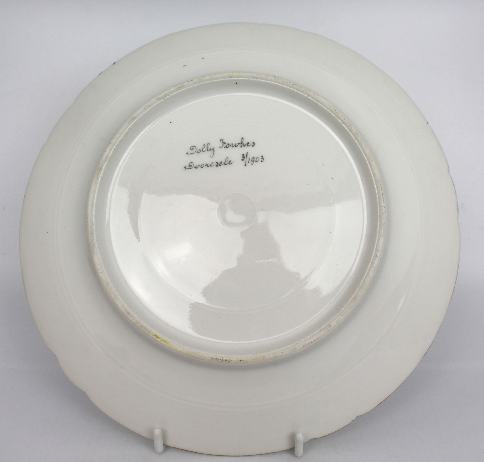 Set of 4 Edwardian Hand Painted Fish Plates, Signed Wolly Fowkes 1903 - 11