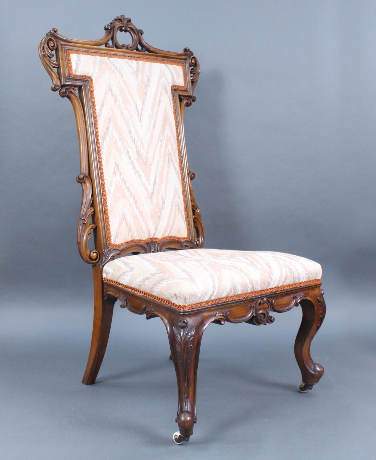 Victorian Carved Walnut Side Chair, England circa 1860: Title: Victorian Carved Walnut Side Chair, England circa 1860 Description: Victorian Carved Walnut Occasional Chair c.1860 A fine quality mid-19th century carved walnut chair