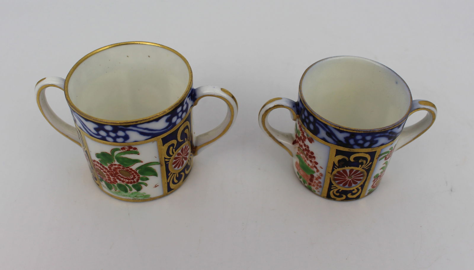Pair of New Chelsea Staffs Miniature Two Handled Cups c.1920 - 2