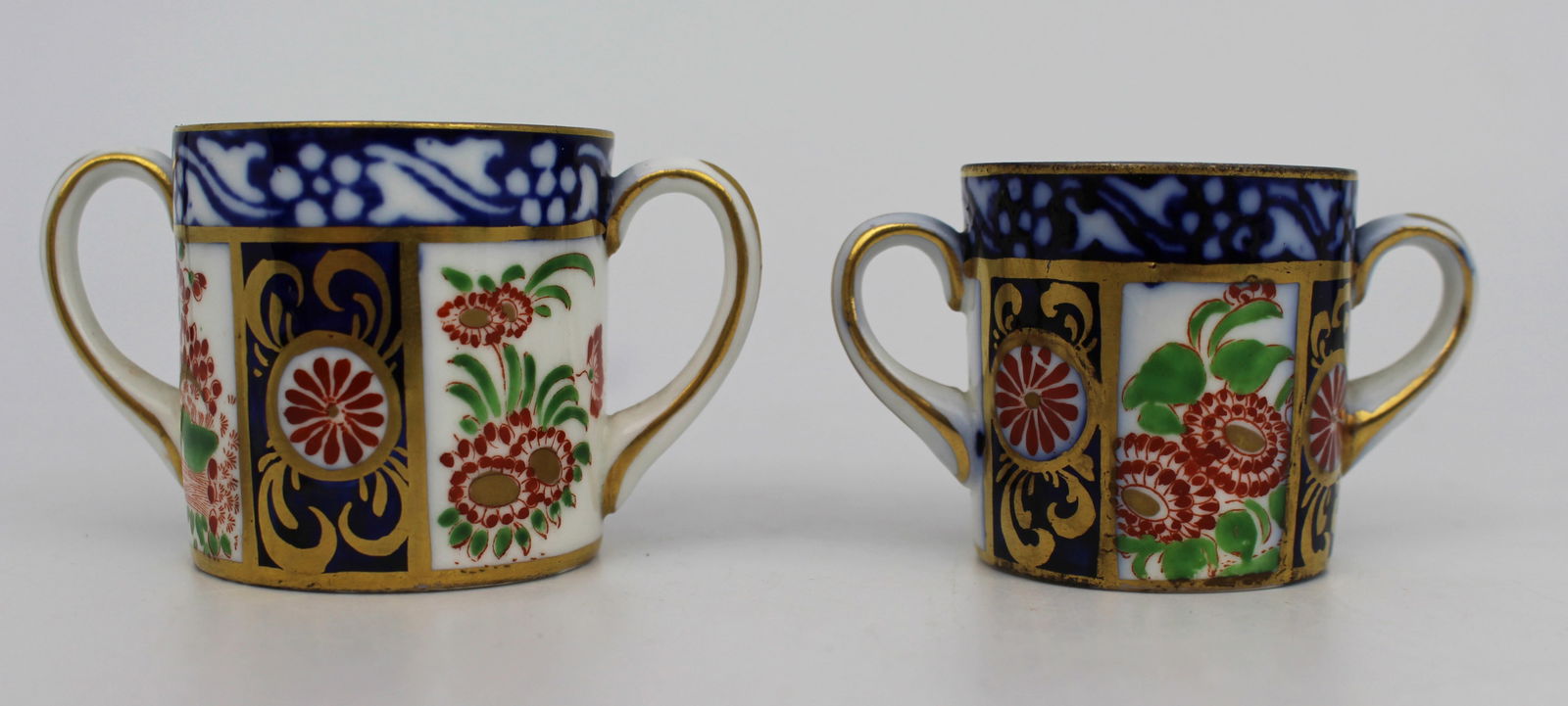 Pair of New Chelsea Staffs Miniature Two Handled Cups c.1920 - 4
