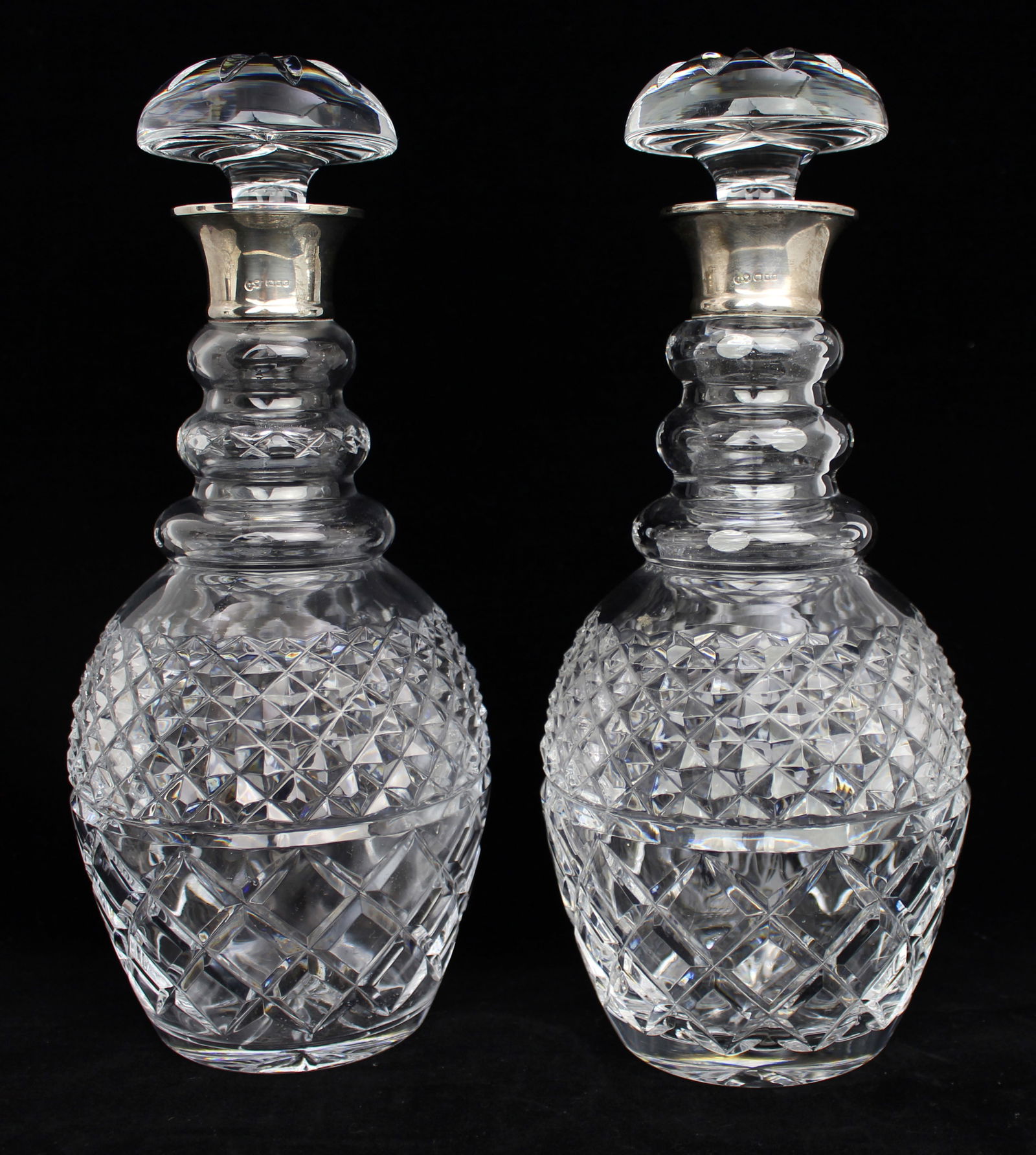 Pair of Fine Vintage Silver Collared Cut Glass Decanters (1 of 7)