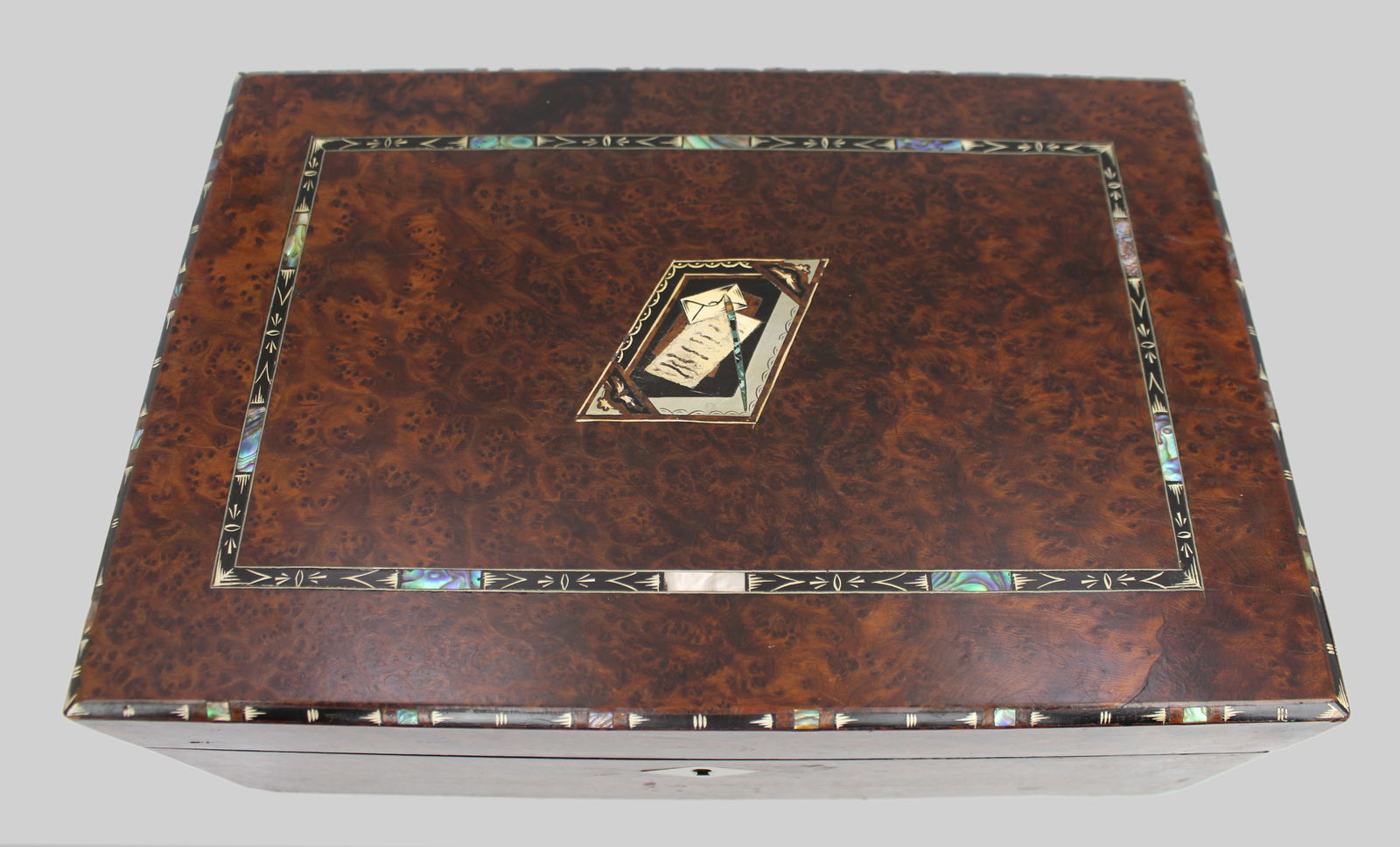 Antique Regency Amboyna & Mother-of-Pearl Inlaid Writing Slope, c.1830 - 9