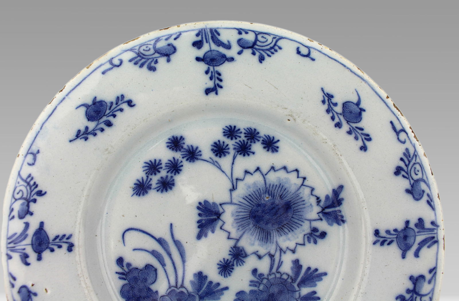 18th Century Delft Blue and White Floral Plate, c.1770 - 5