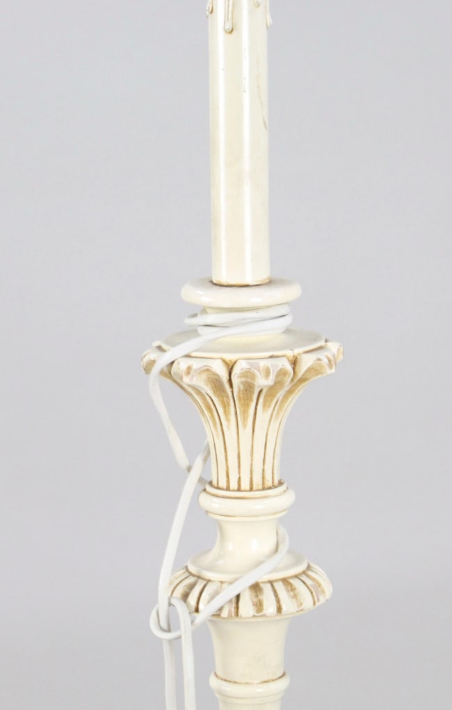 Vintage Carved Wood Painted Shabby Chic Standard Lamp - 3