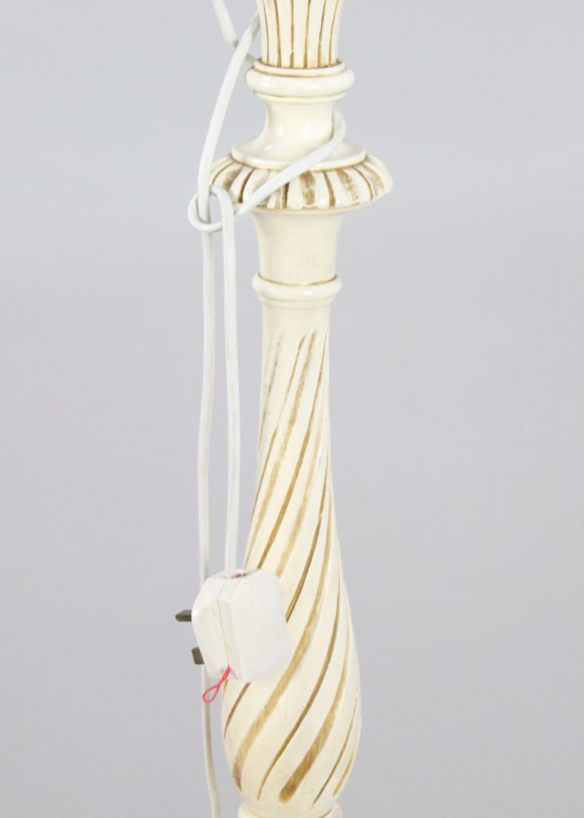 Vintage Carved Wood Painted Shabby Chic Standard Lamp - 4