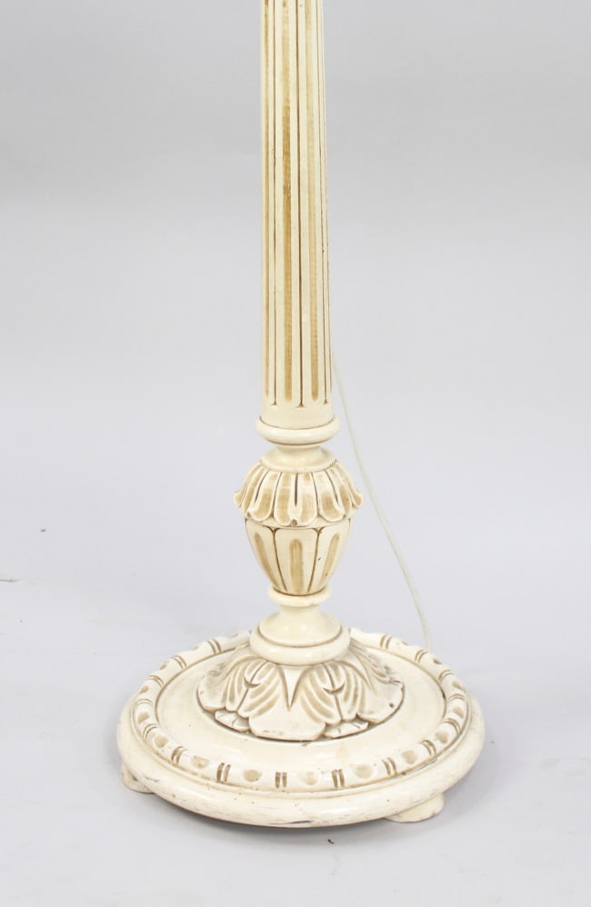 Vintage Carved Wood Painted Shabby Chic Standard Lamp - 6