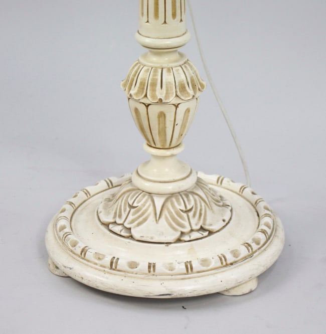 Vintage Carved Wood Painted Shabby Chic Standard Lamp - 7