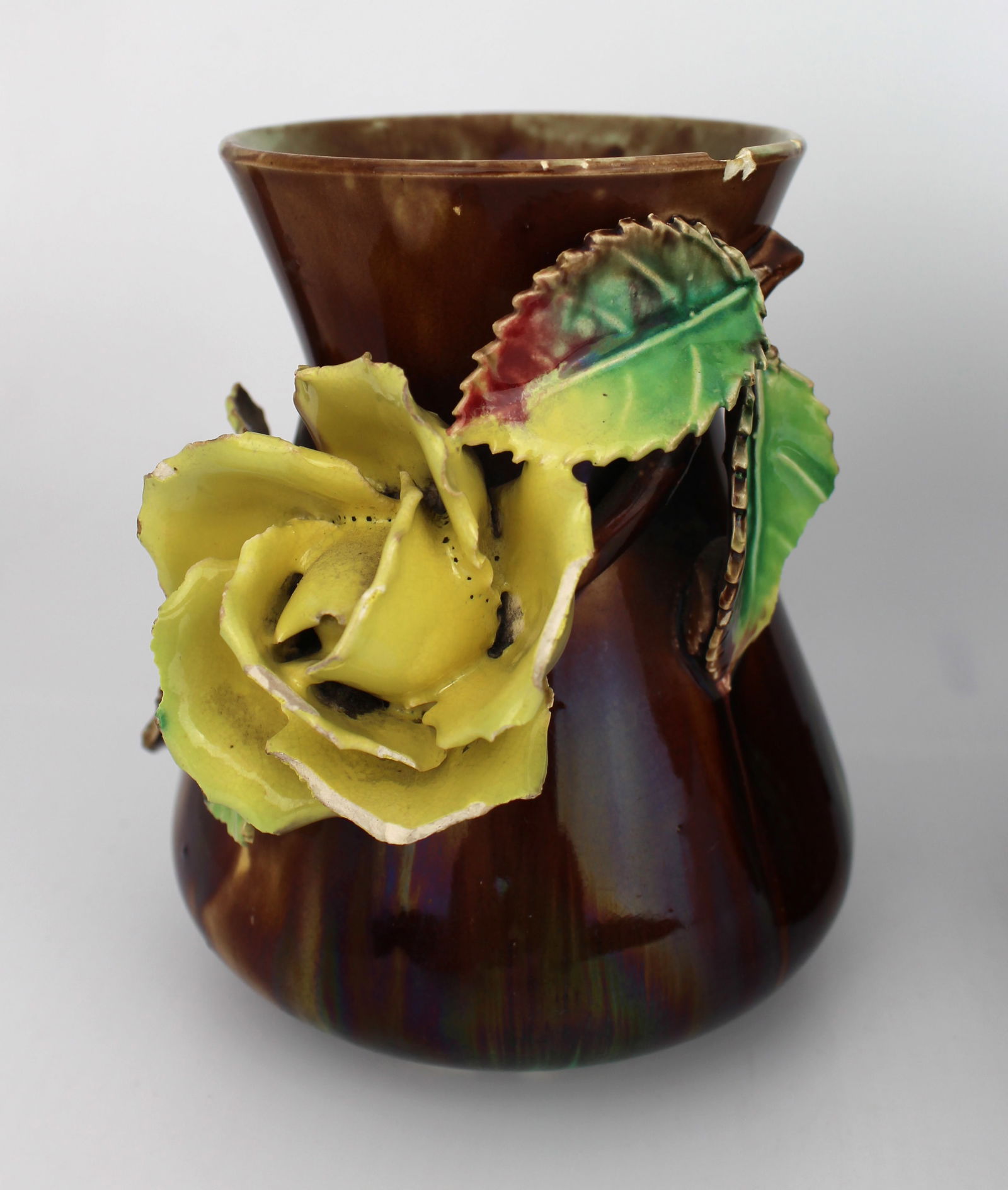 Set of 3 Decorative Victorian Floral Pottery Vases - 2