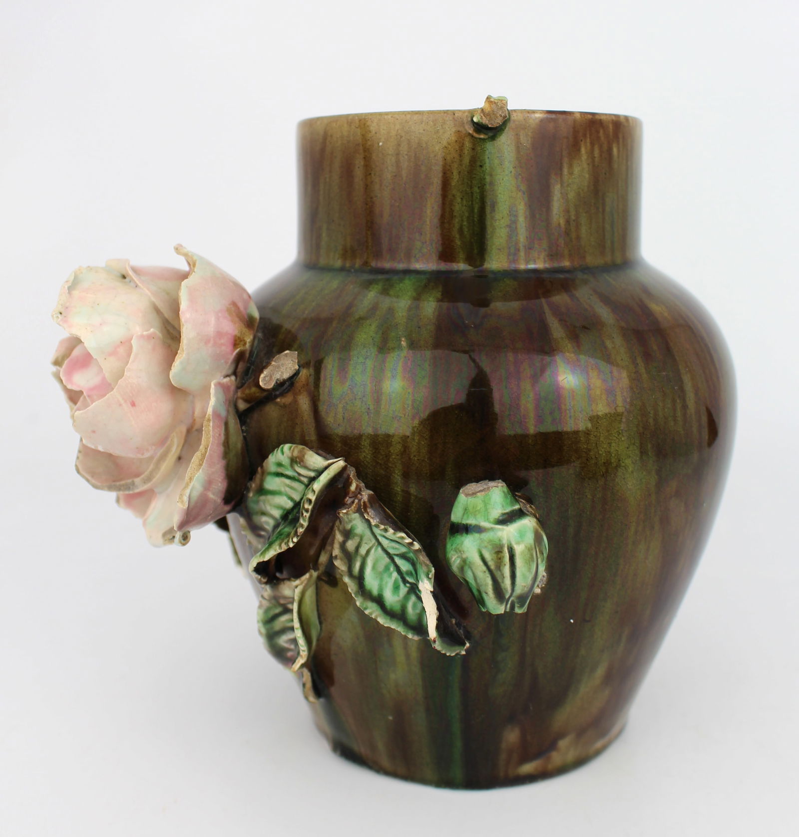 Set of 3 Decorative Victorian Floral Pottery Vases - 7