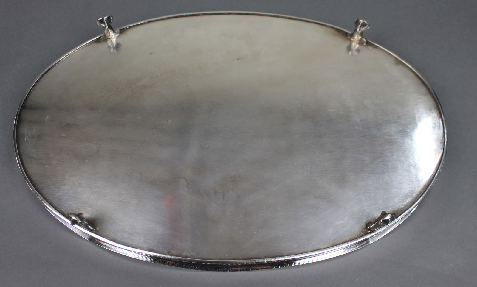 Antique Sheffield Silver Plated Oval Gallery Serving Tray c.1900 - 3