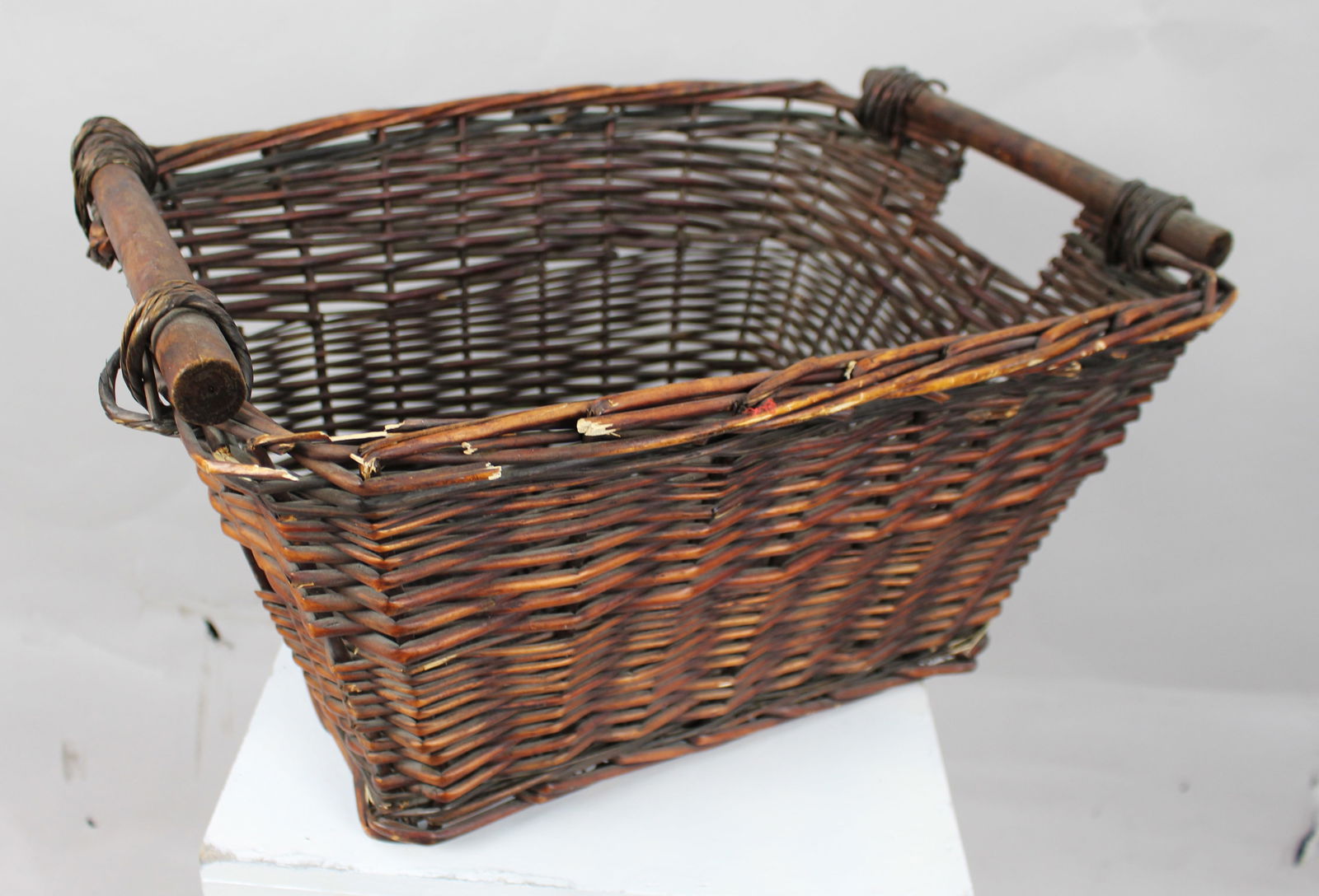 Vintage Wicker Two Handled Basket - 3