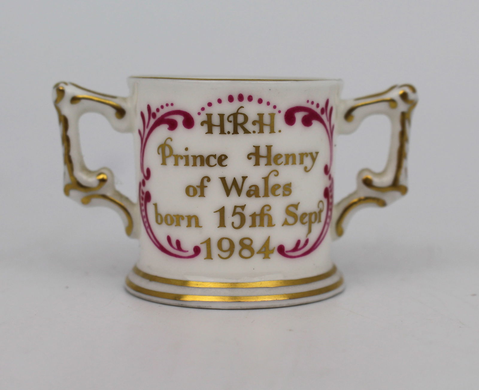 Royal Crown Derby miniature Royal Pinxton Roses Two Handled Cup - 2