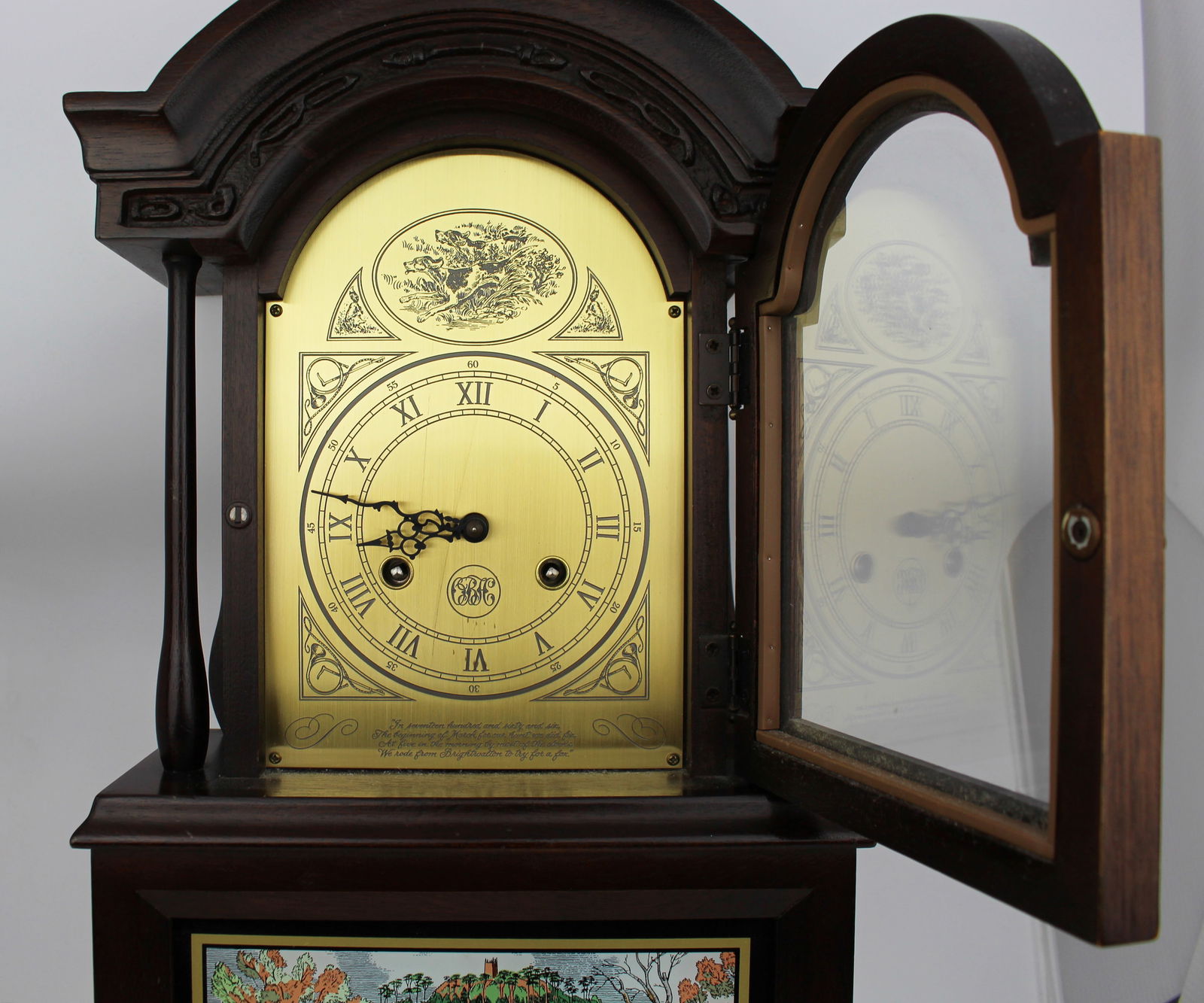 Vintage Hunting Hermle Mantel Clock - 4