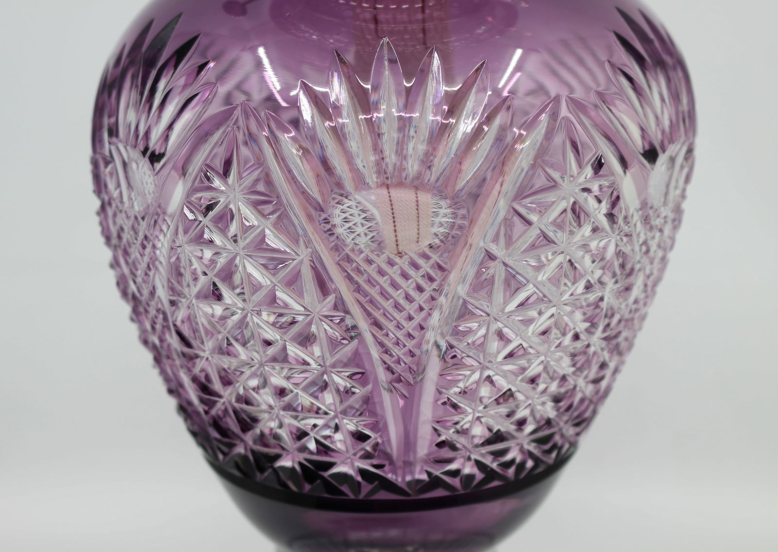 Fine Stourbridge Amethyst Overlay Crystal Oil Lamp - 18