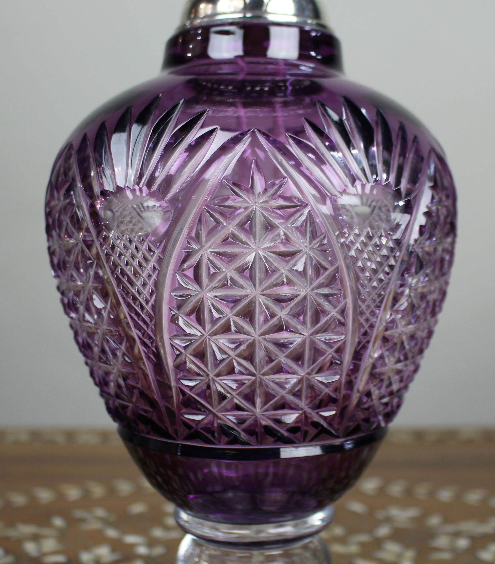 Fine Stourbridge Amethyst Overlay Crystal Oil Lamp - 7