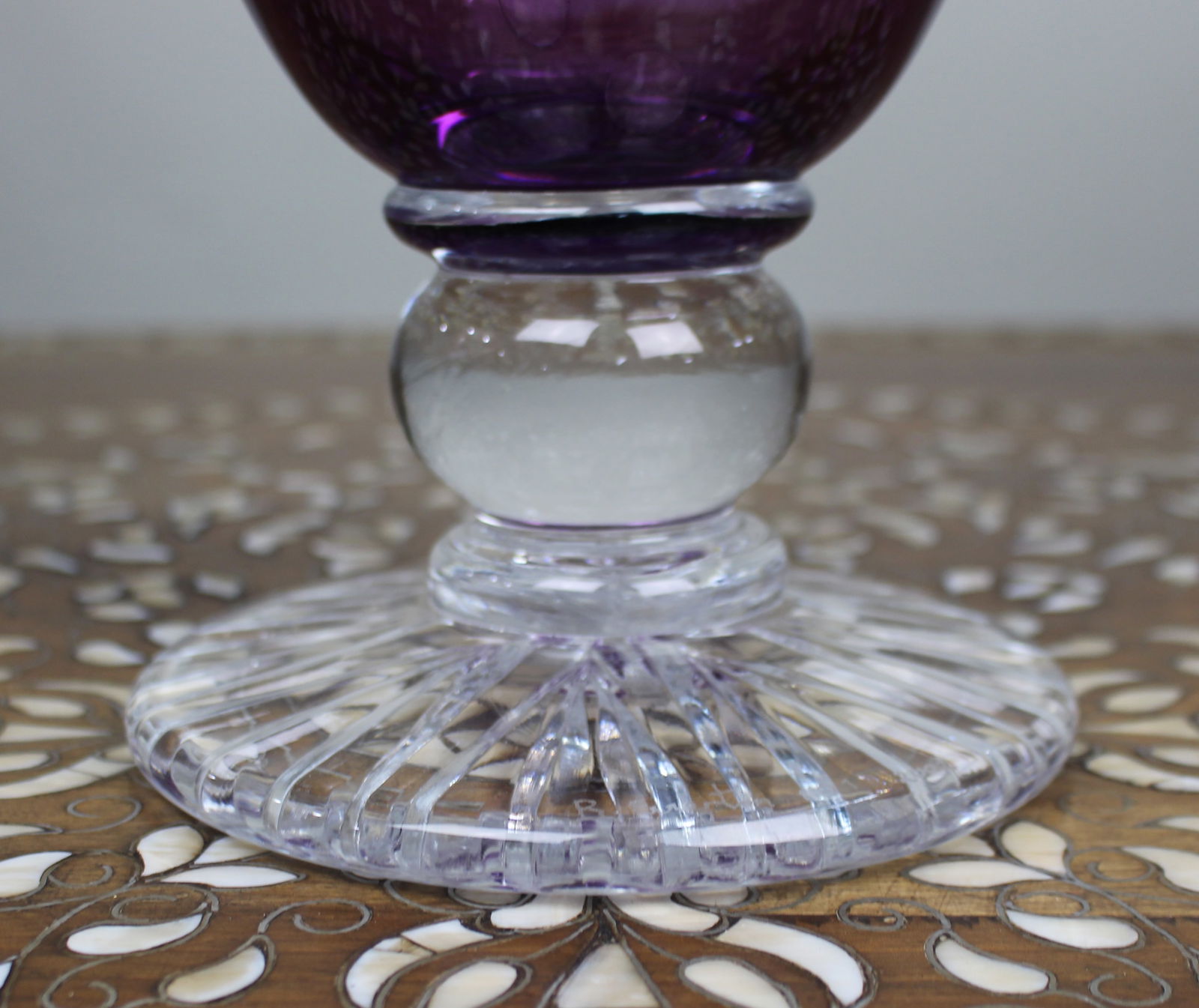 Fine Stourbridge Amethyst Overlay Crystal Oil Lamp - 8