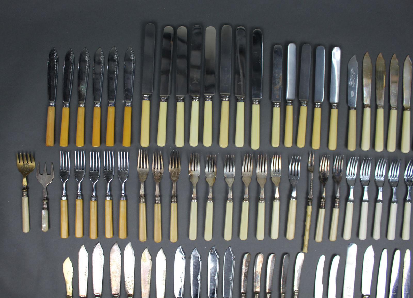 Large Collection of Bone Handled Silver Plate Cultery Flatware - 2