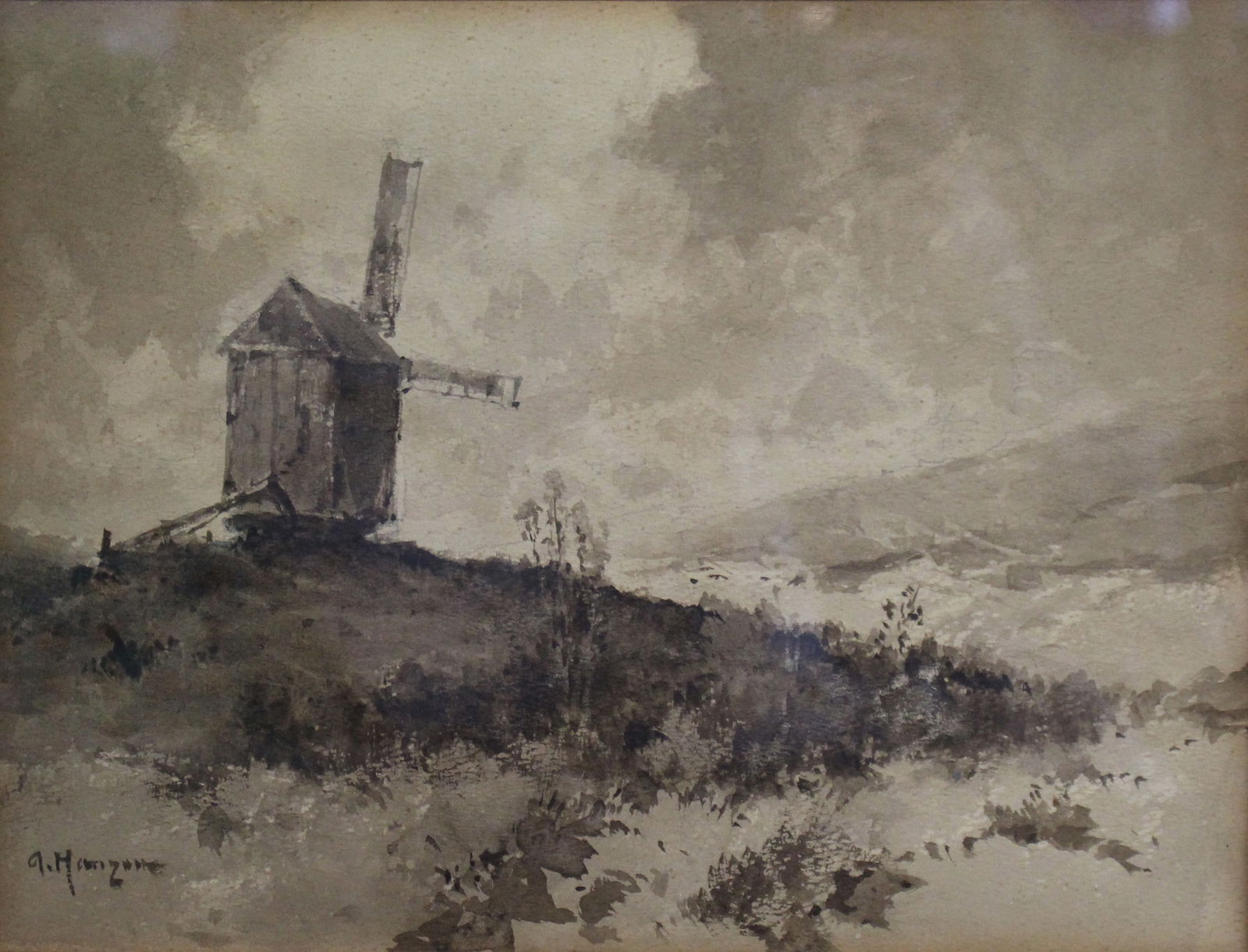 Alexei Hanzen (Russian, 1876-1937) – Sepia Watercolour Landscape - 2