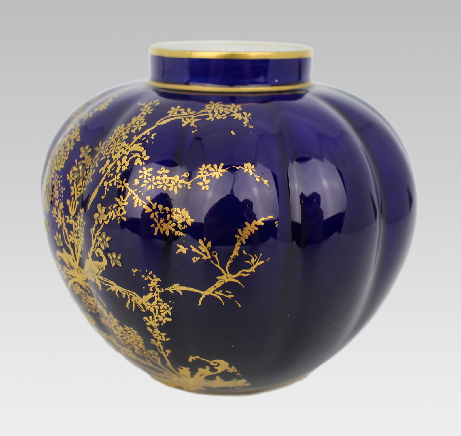 Late Victorian Royal Crown Derby Cobalt Blue & Gilded Vase - 2