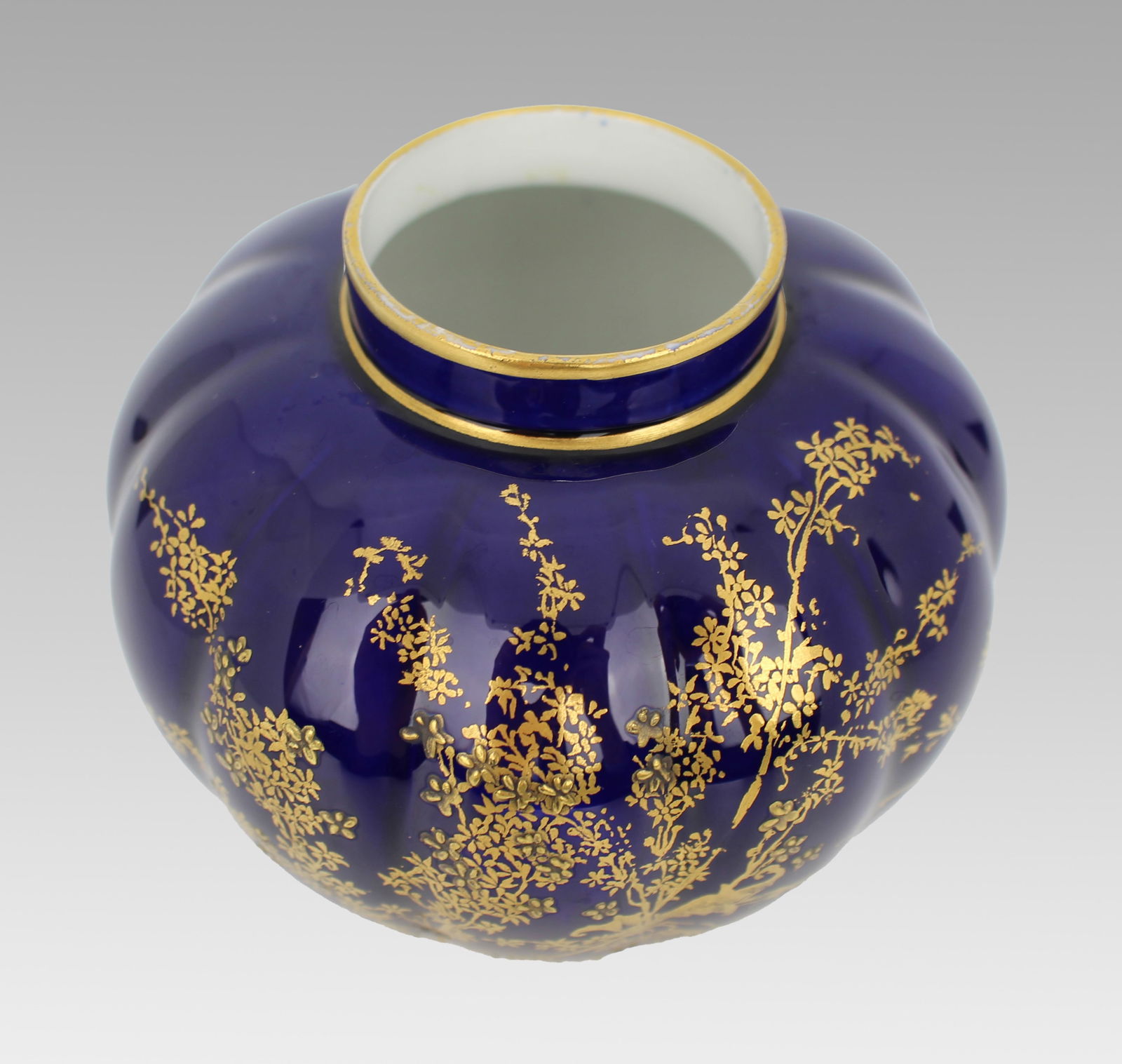 Late Victorian Royal Crown Derby Cobalt Blue & Gilded Vase - 3