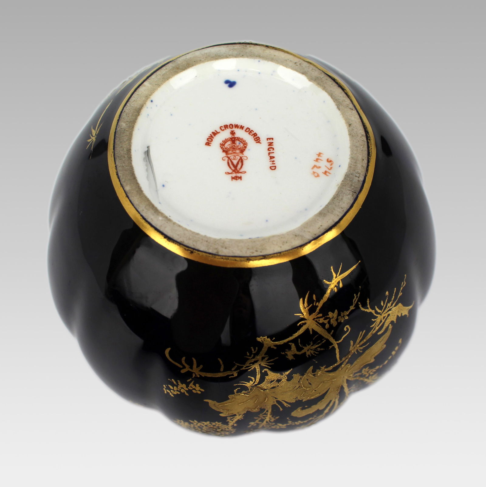 Late Victorian Royal Crown Derby Cobalt Blue & Gilded Vase - 4