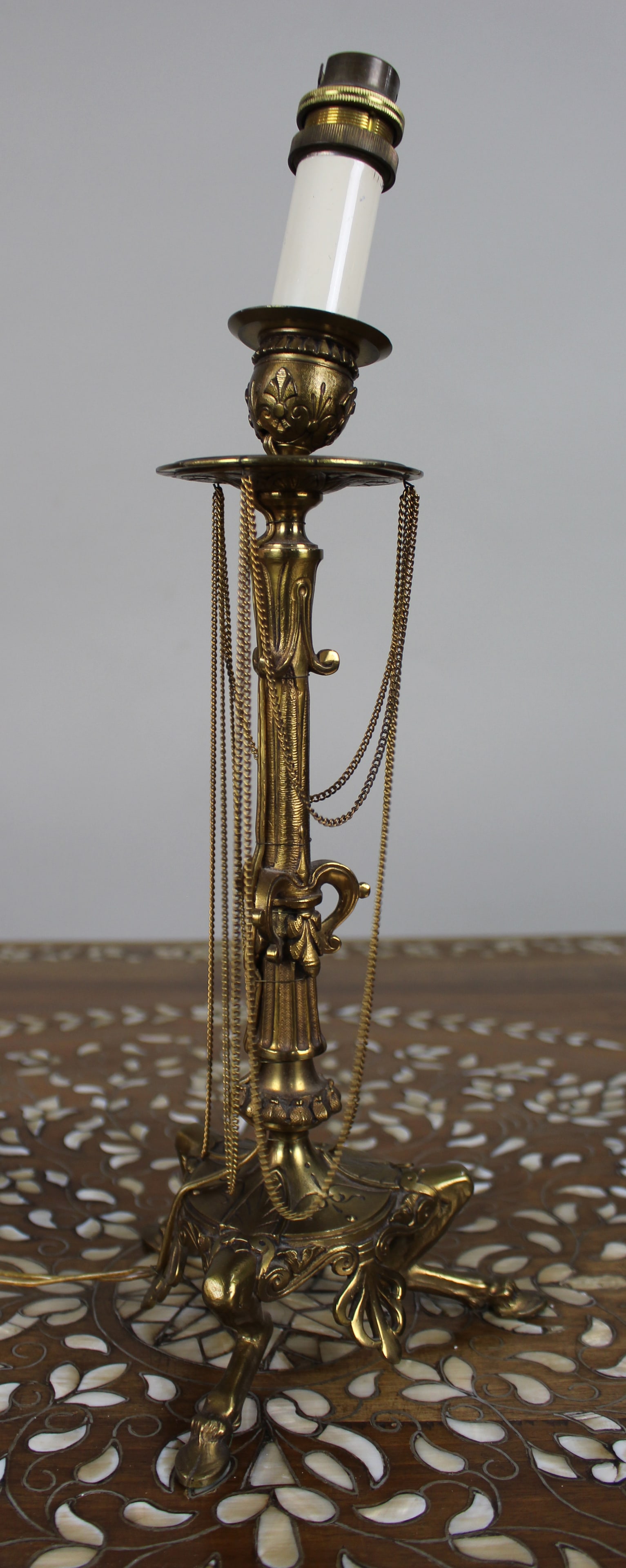 Vintage Gilt Brass Table Lamp – Neoclassical Revival, c.1930 - 8