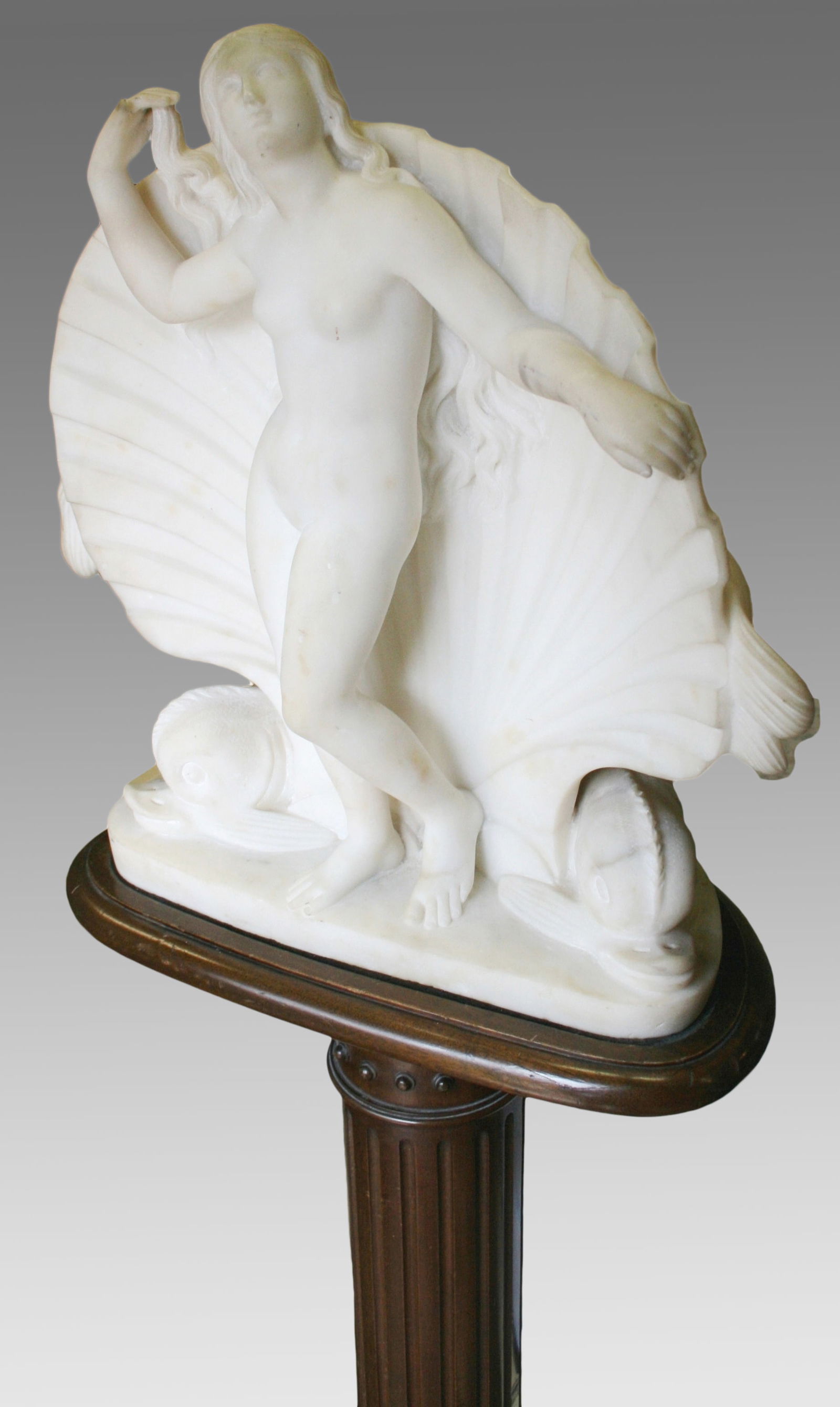 Early 19th c. Marble Sculpture of Venus on Mahogany Pedestal - 9