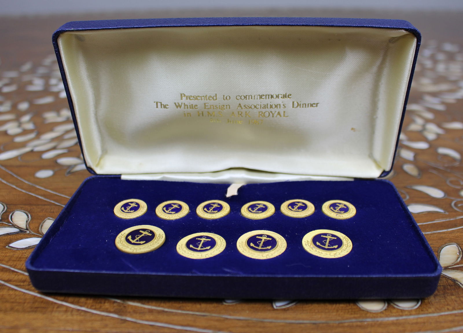 Cased Traditional Royal Navy Blazer Buttons – HMS Ark Royal, 1987 - 2