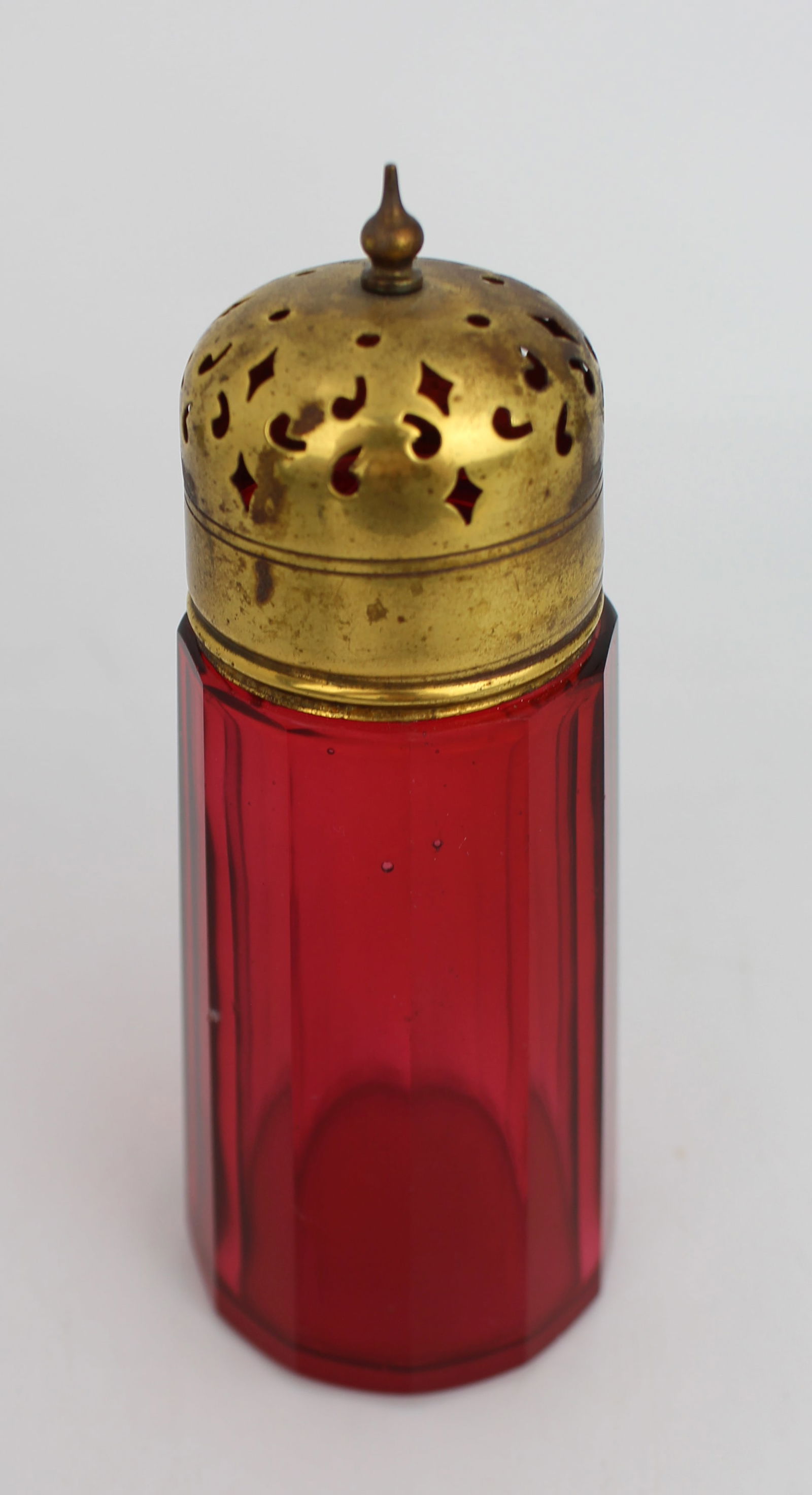 Antique Victorian Cranberry Glass Sugar Dredger - 2