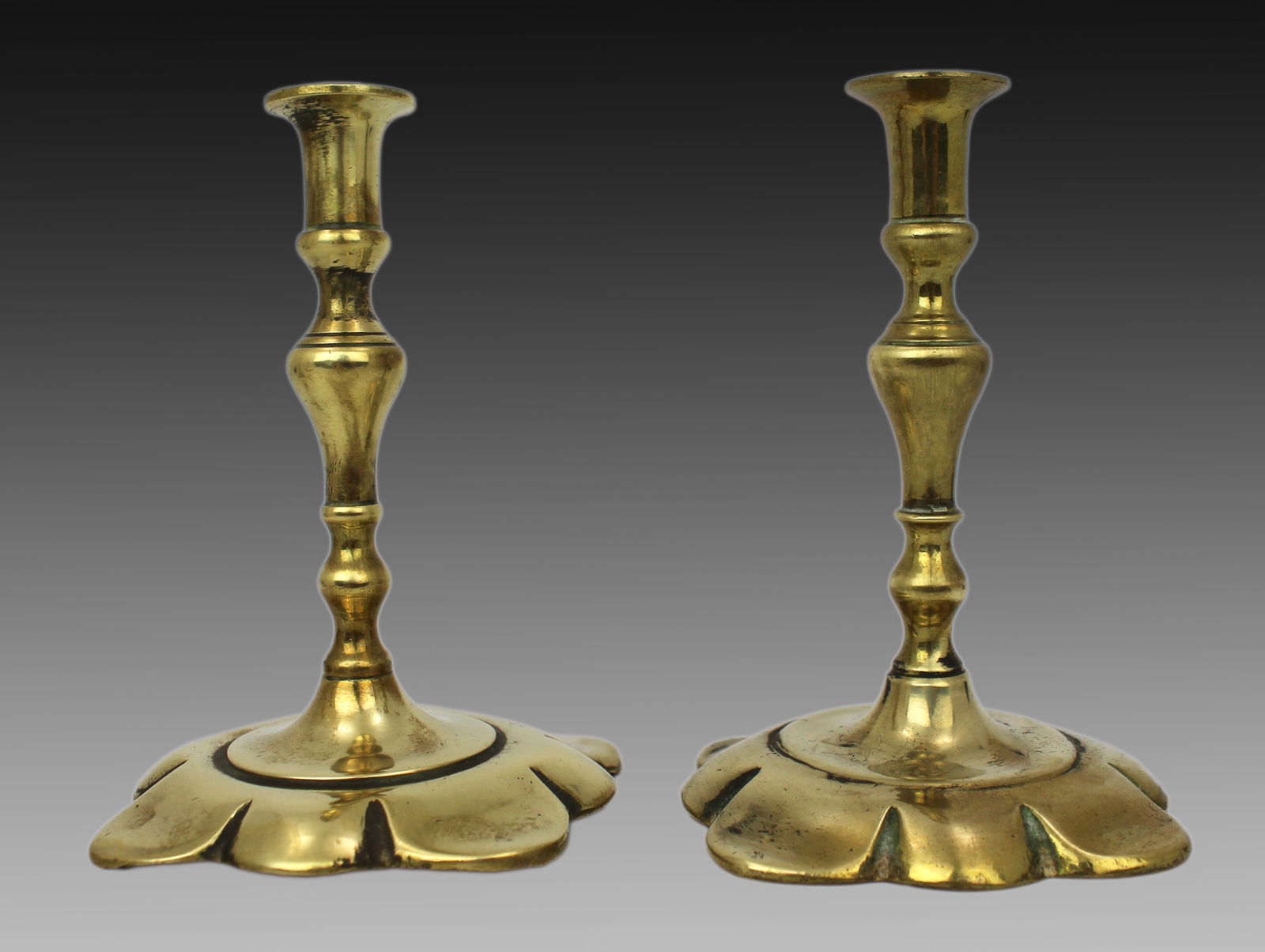Pair of Small Antique Brass Candlesticks c.1900 (1 of 3)