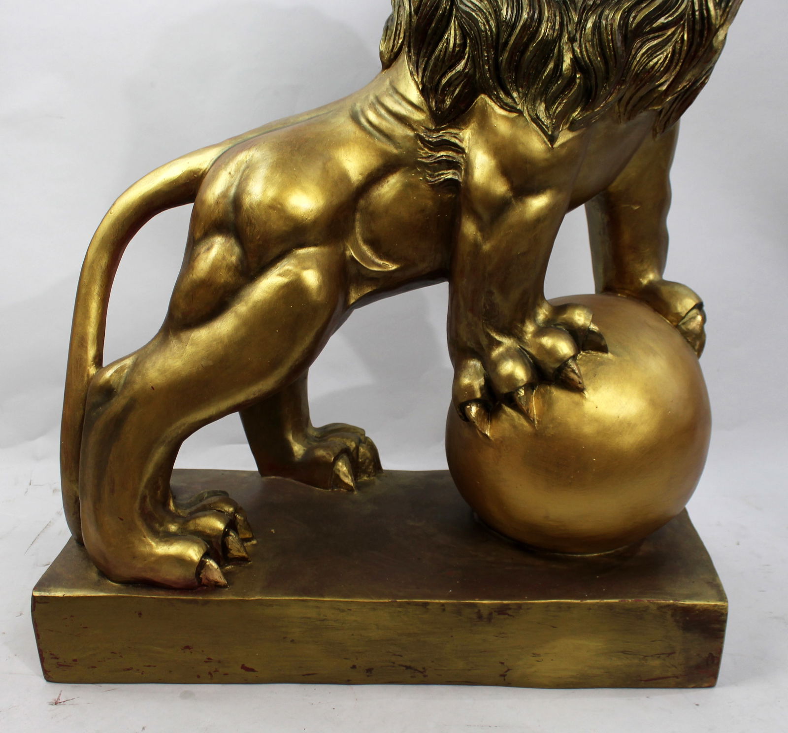 Large Roaring Lion Sculpture with Painted Gold Finish - 5