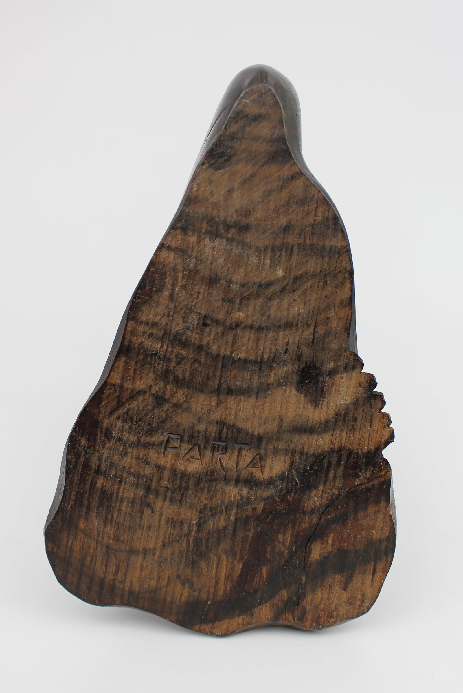 Vintage Balinese Hardwood Sculpture – Seated Woman with Mirror - 5