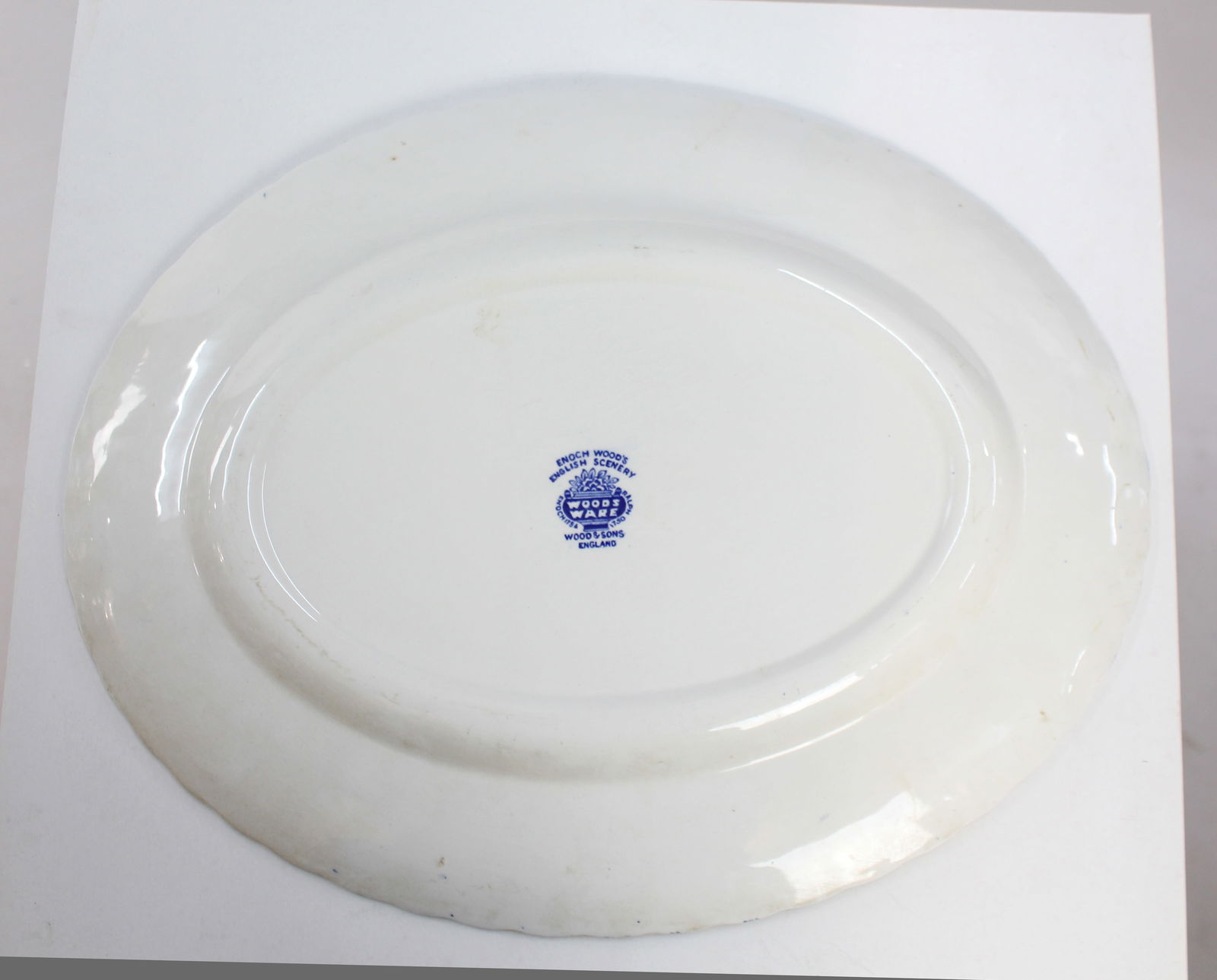 Large Wood & Sons Blue & White Oval Platter - 3