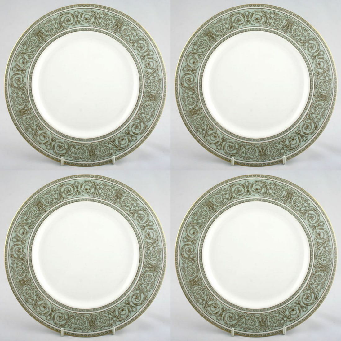 Set of 4 Royal Doulton English Renaissance 8 inch Breakfast Plates: Title: Set of 4 Royal Doulton English Renaissance 8 inch Breakfast Plates Description: Set of 4 Royal Doulton English Renaissance 8 inch Breakfast Plates Width: 8 inch First quality gold