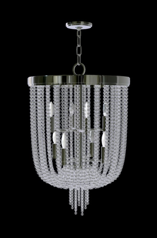 Heavy Polished Nickel & Crystal Designer Chandelier - 11