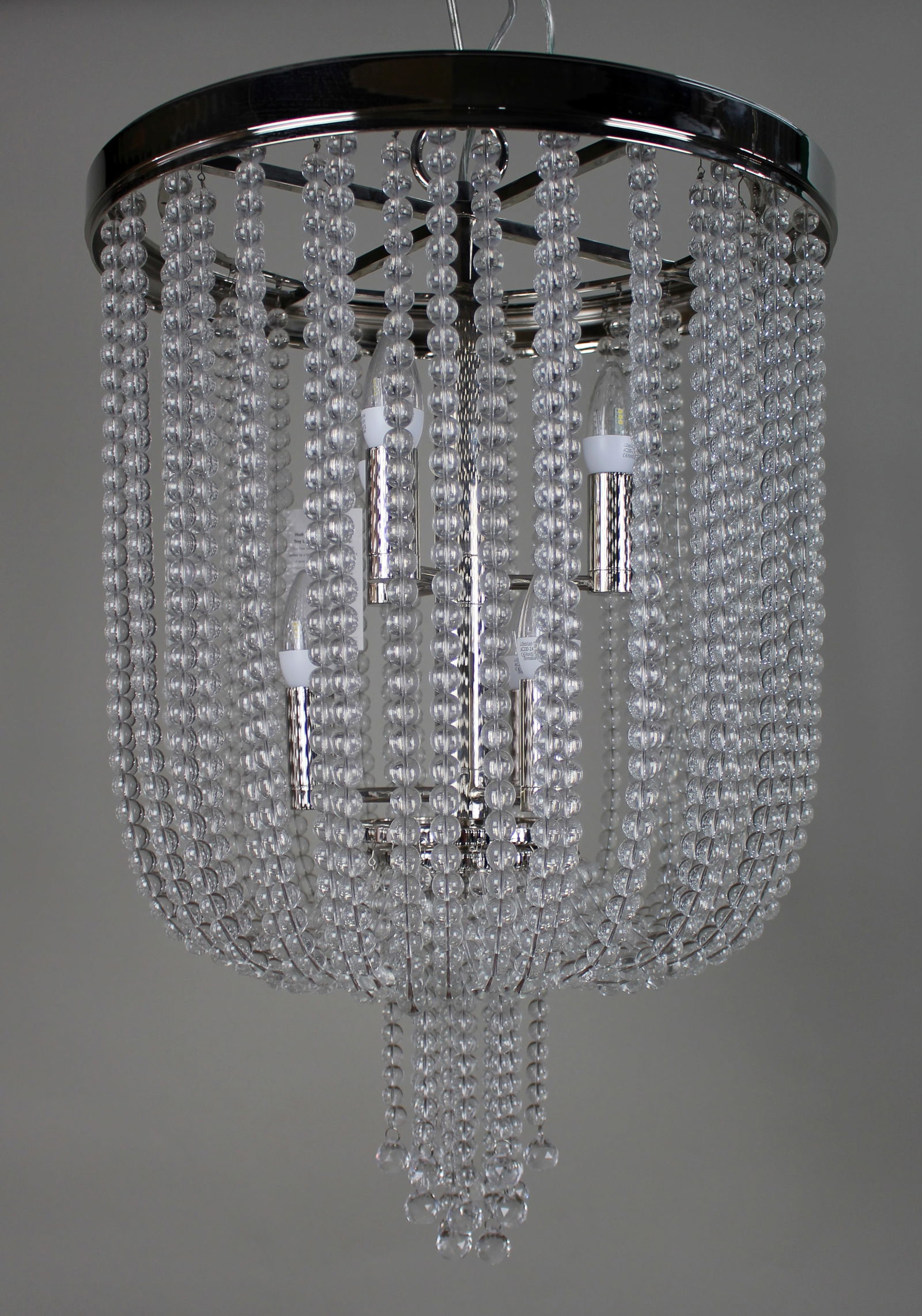Heavy Polished Nickel & Crystal Designer Chandelier - 2