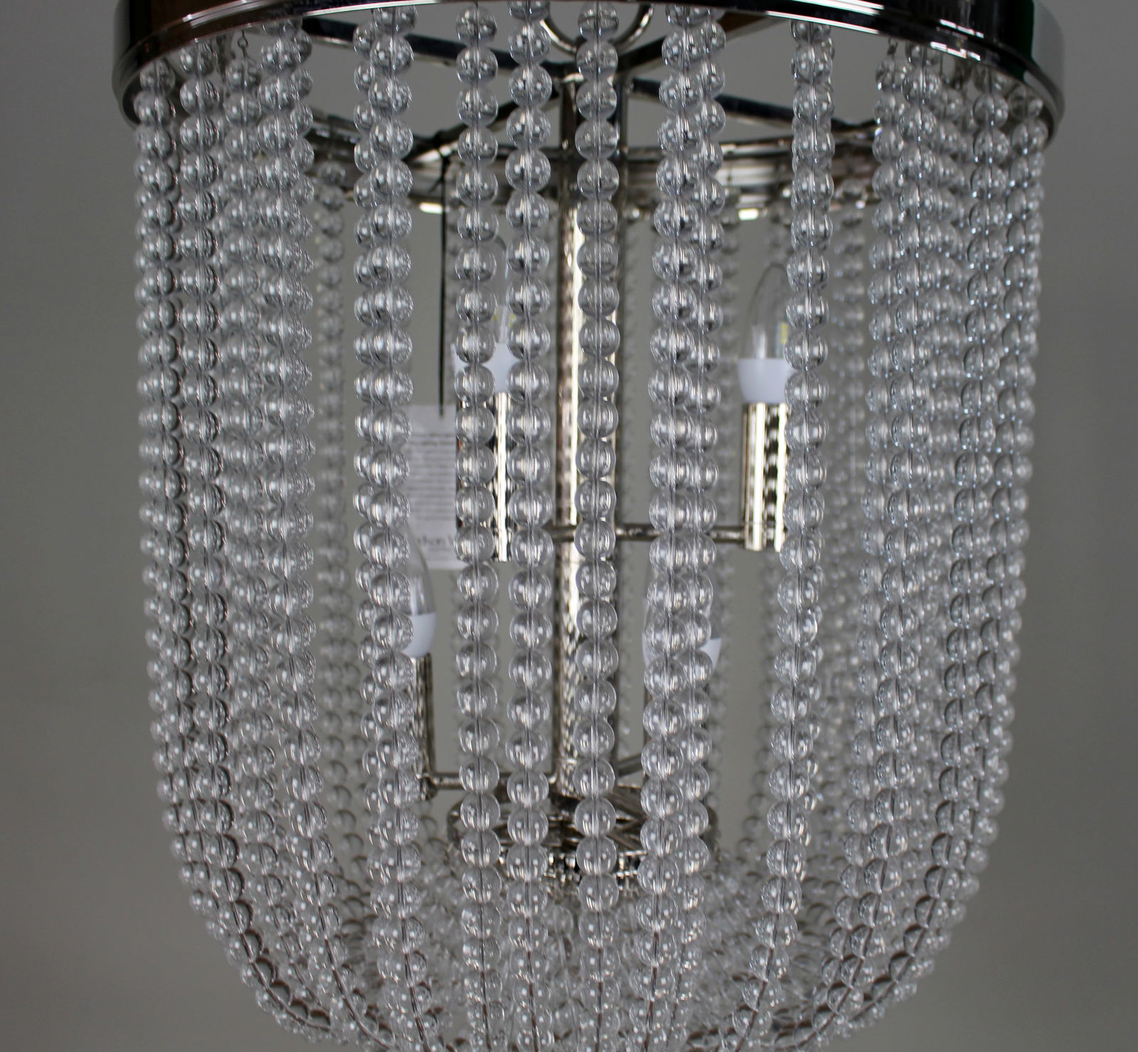 Heavy Polished Nickel & Crystal Designer Chandelier - 3