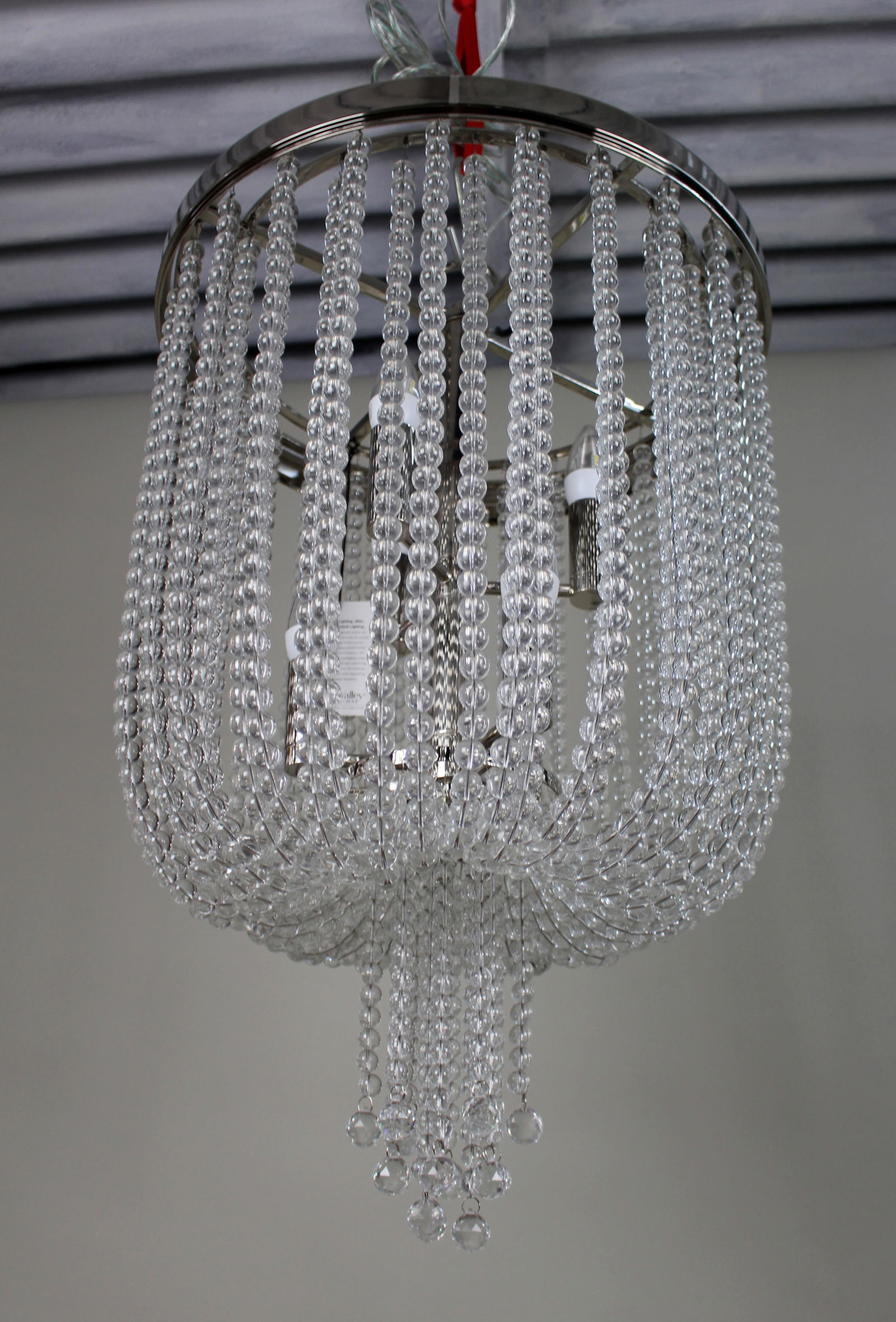 Heavy Polished Nickel & Crystal Designer Chandelier - 4