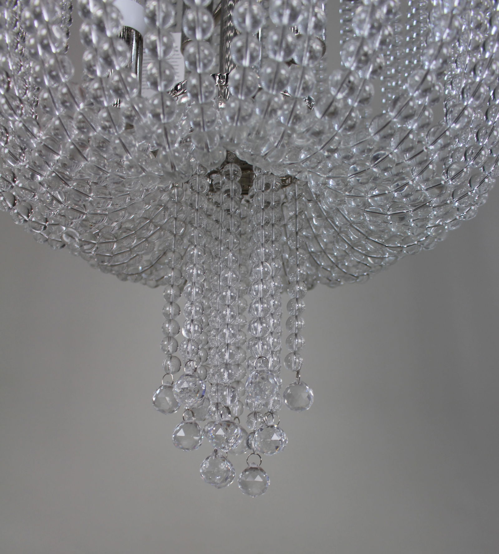 Heavy Polished Nickel & Crystal Designer Chandelier - 5