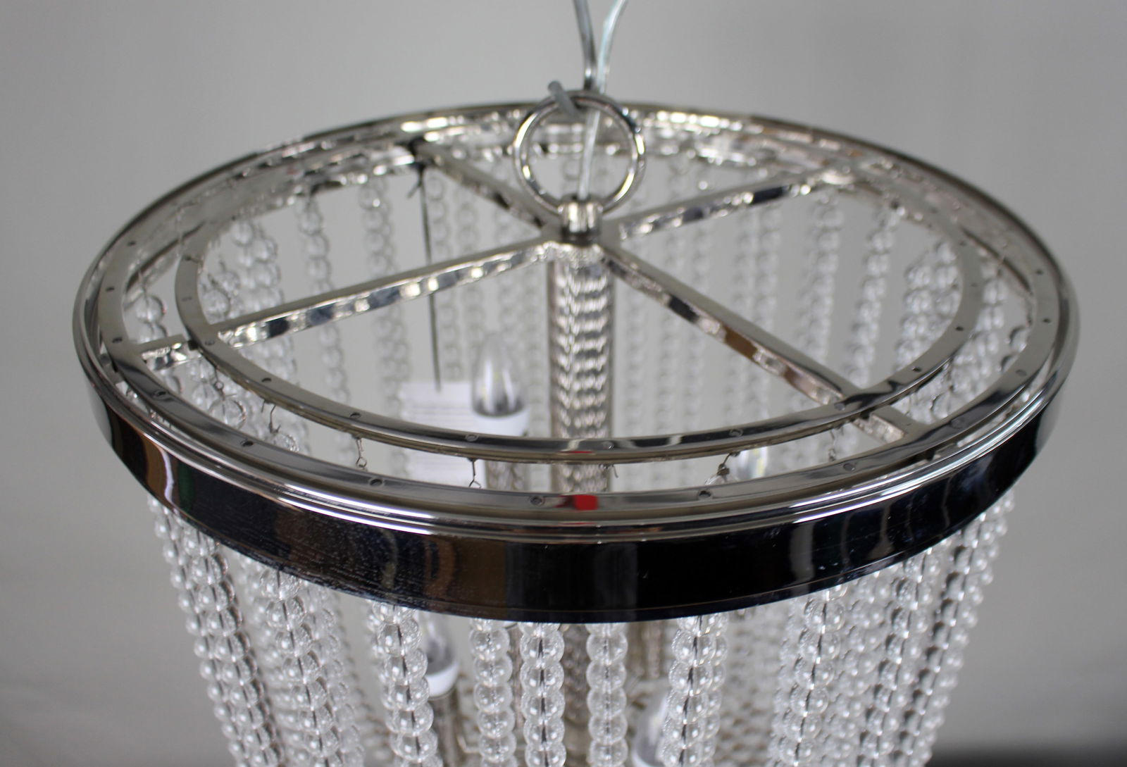 Heavy Polished Nickel & Crystal Designer Chandelier - 6