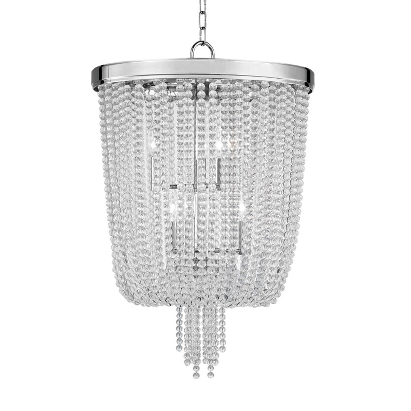 Heavy Polished Nickel & Crystal Designer Chandelier - 8