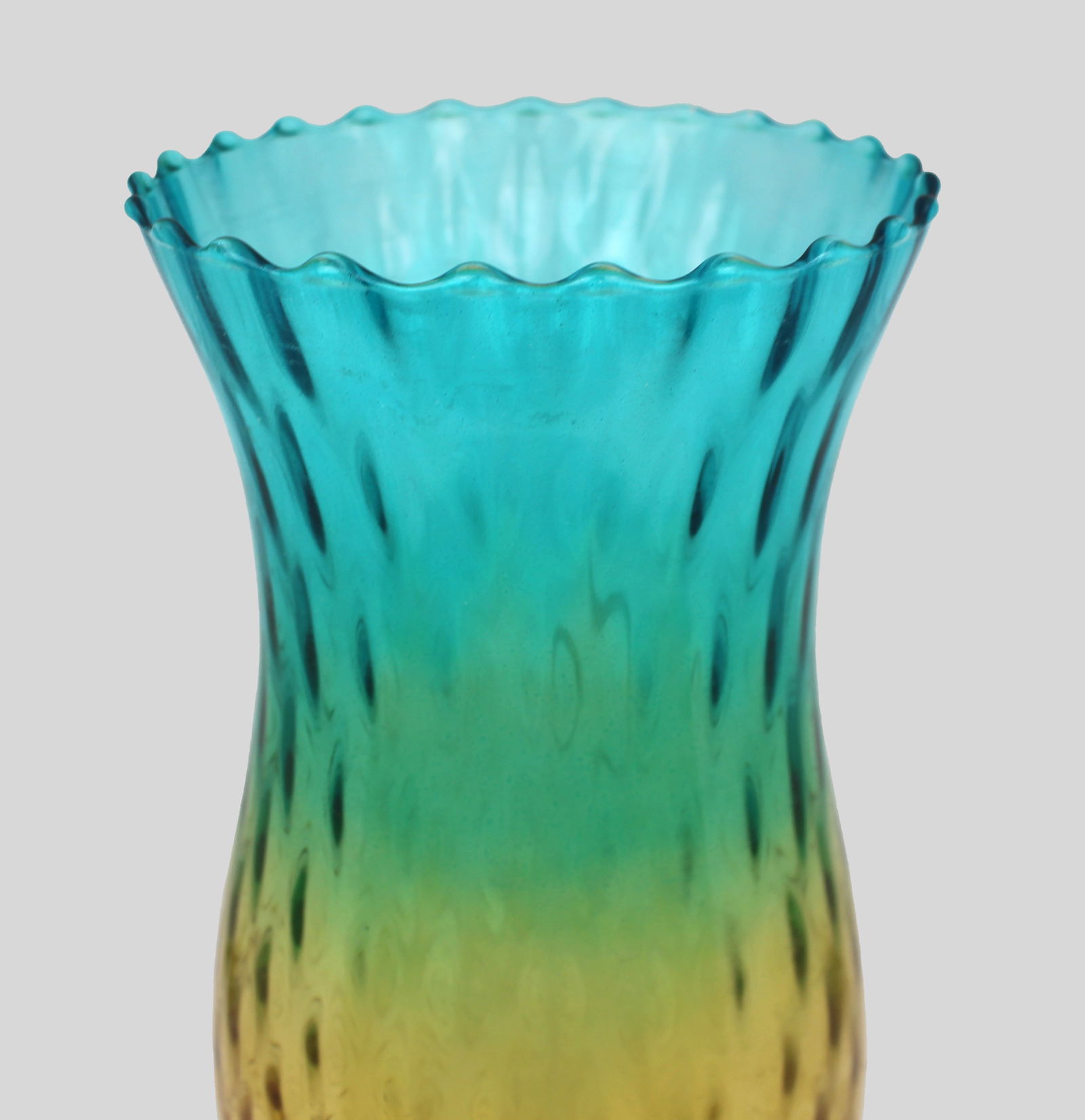 Contemporary Murano Art Glass Vase – Blue & Amber with Hobnail Pattern - 2
