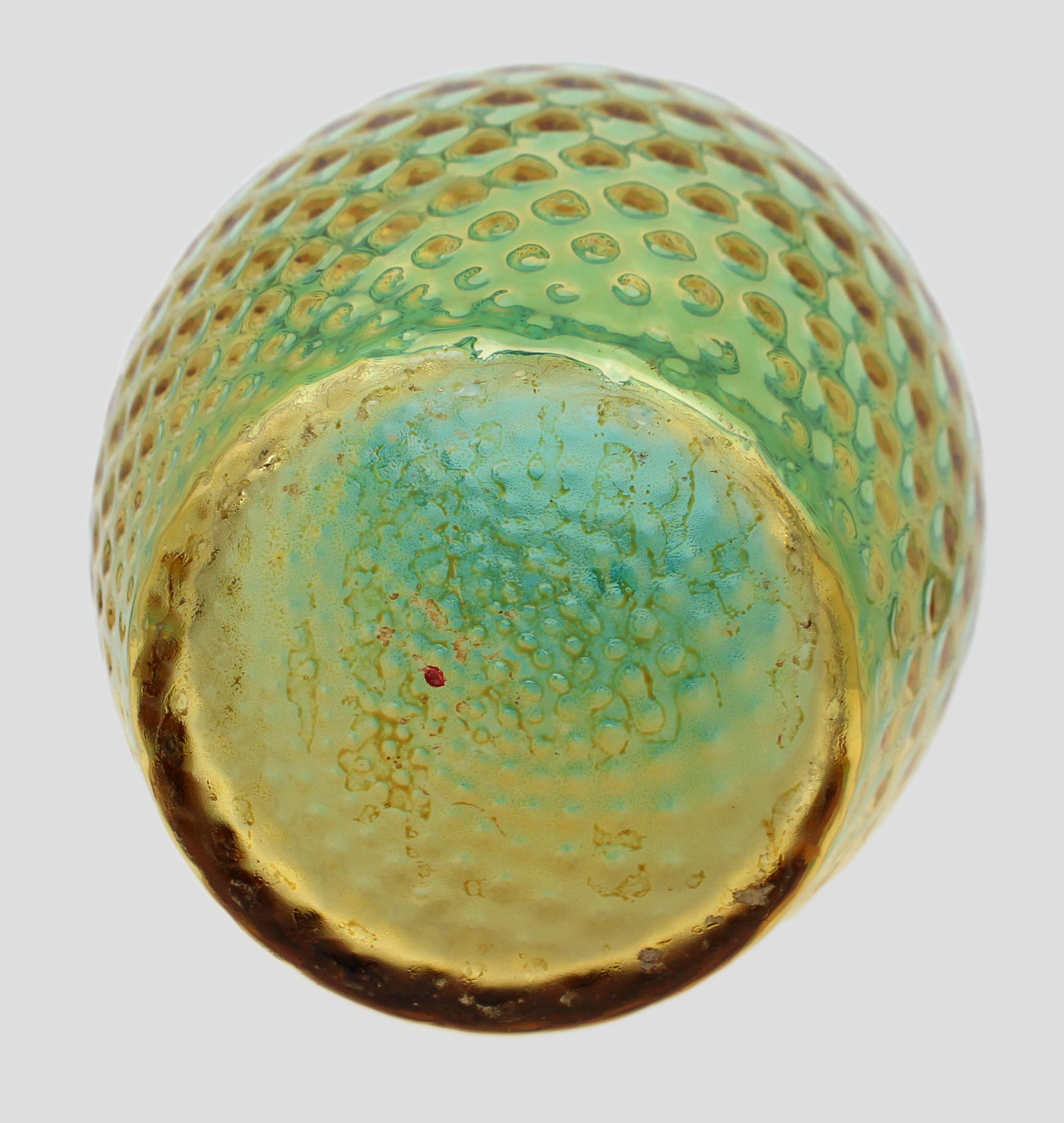 Contemporary Murano Art Glass Vase – Blue & Amber with Hobnail Pattern - 4