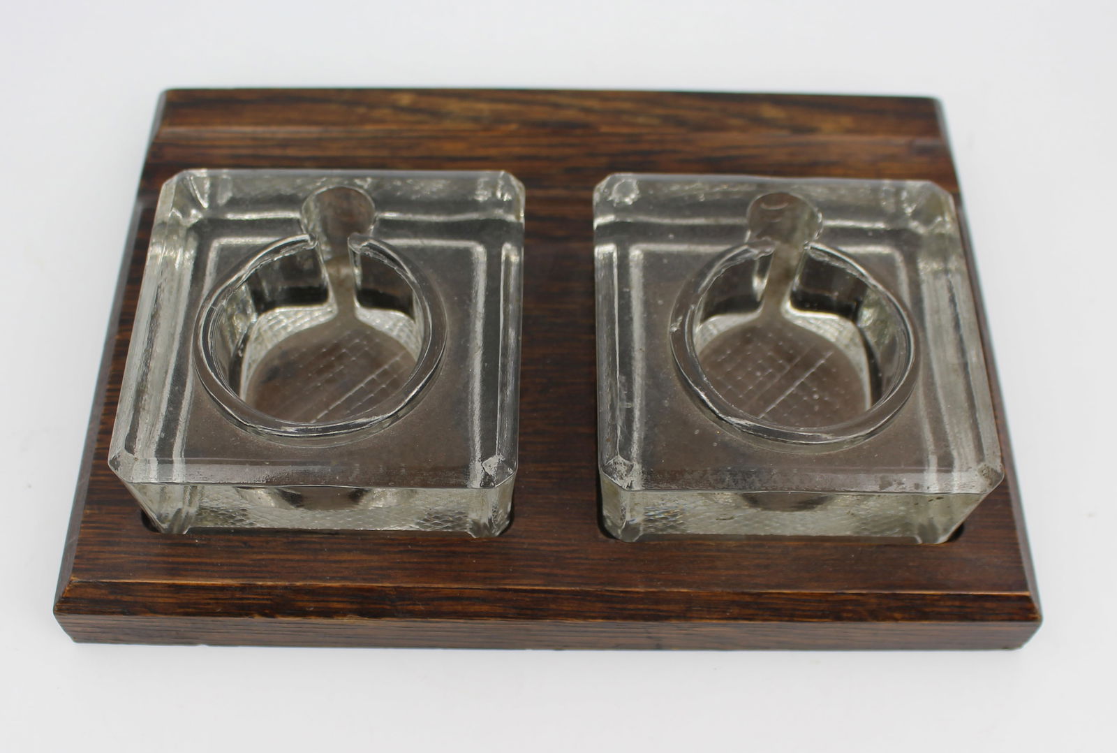 Early 20th Century Double Inkwell on Wooden Stand - 3