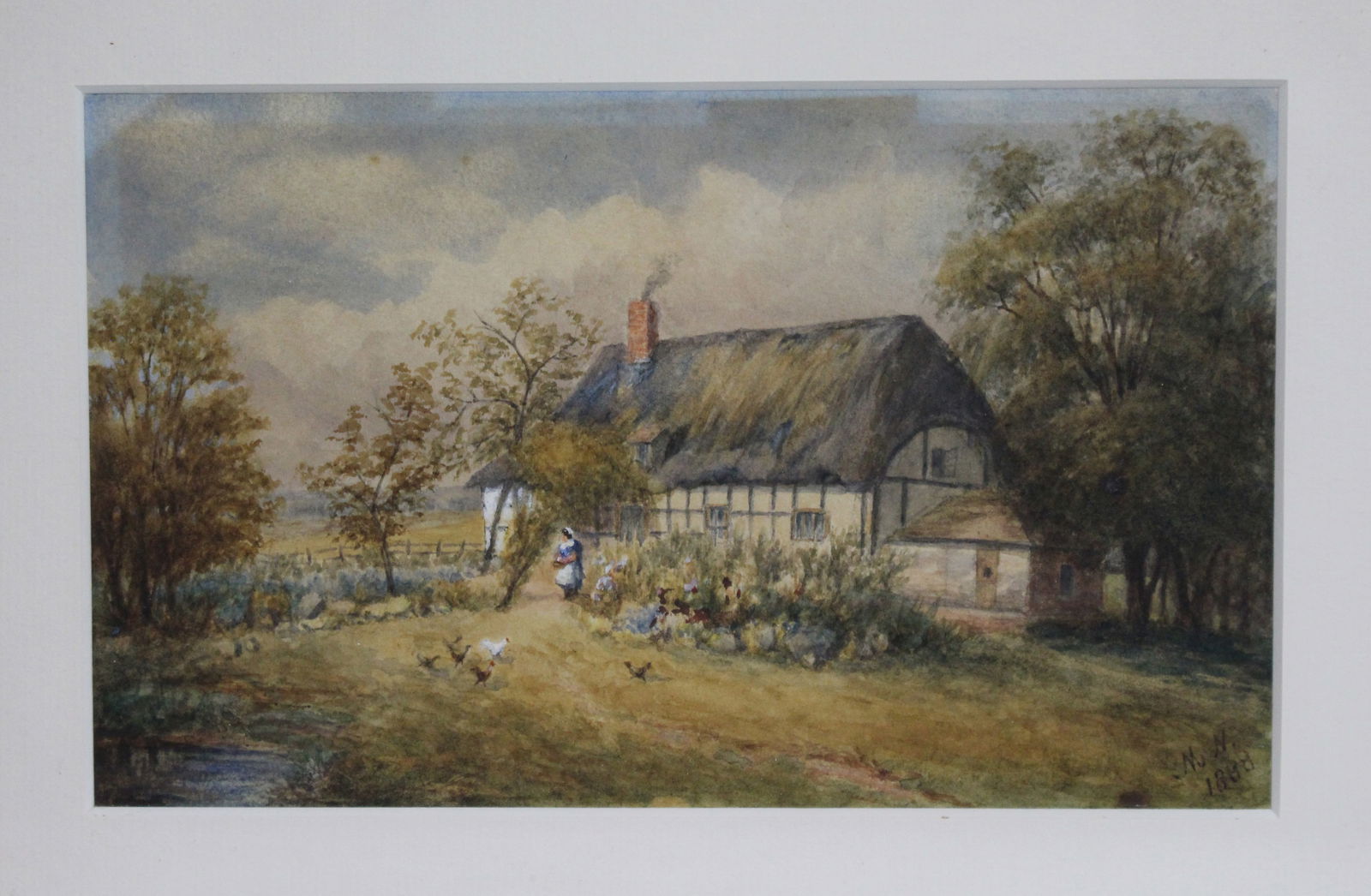 Victorian Watercolour of Rural Cottage Scene by Mathilda Nottelle (Exh. 1879–1892) - 2
