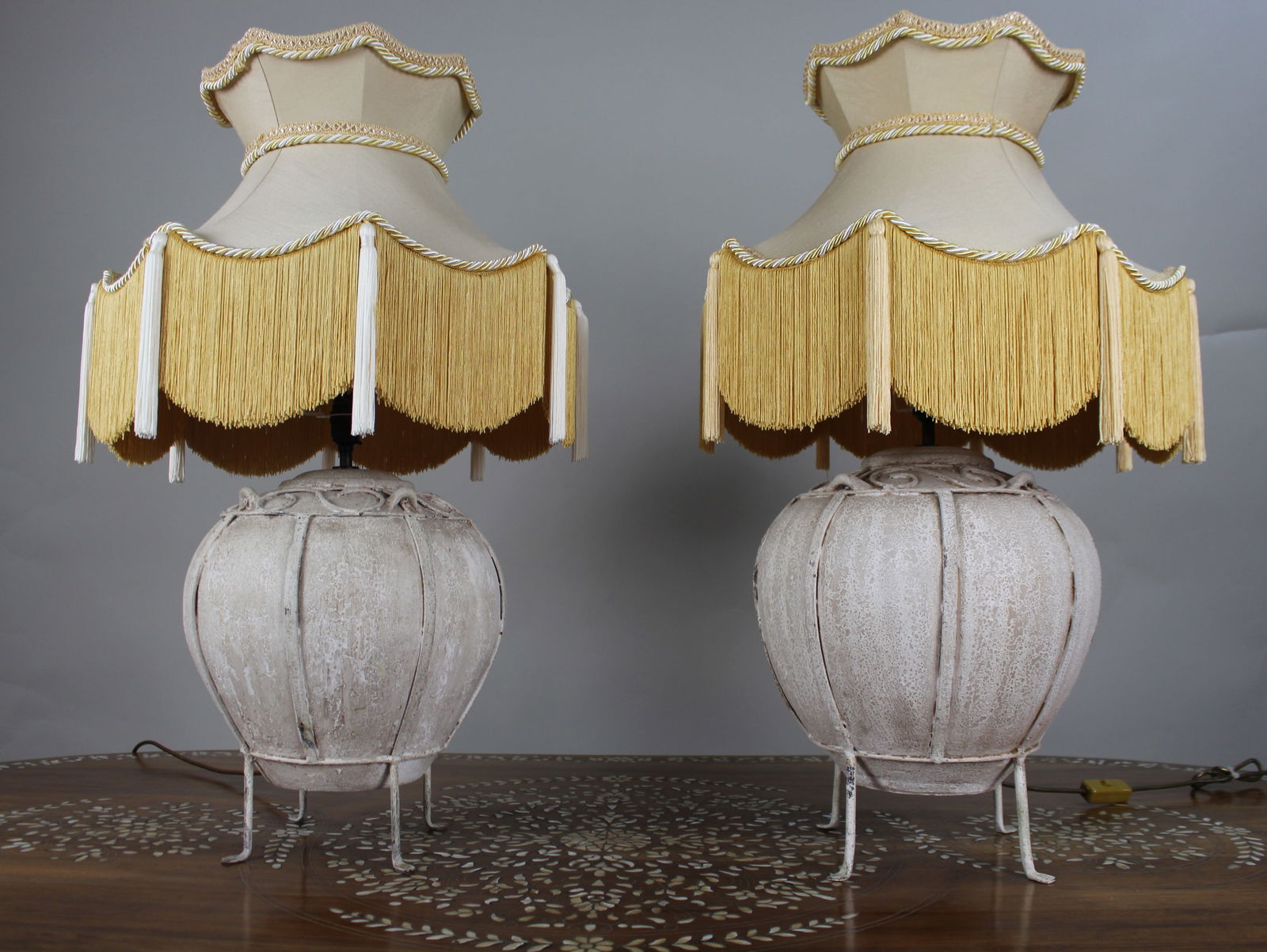 Pair of Large Decorative Table Lamps with Handmade Silk-Lined Shades (1 of 11)