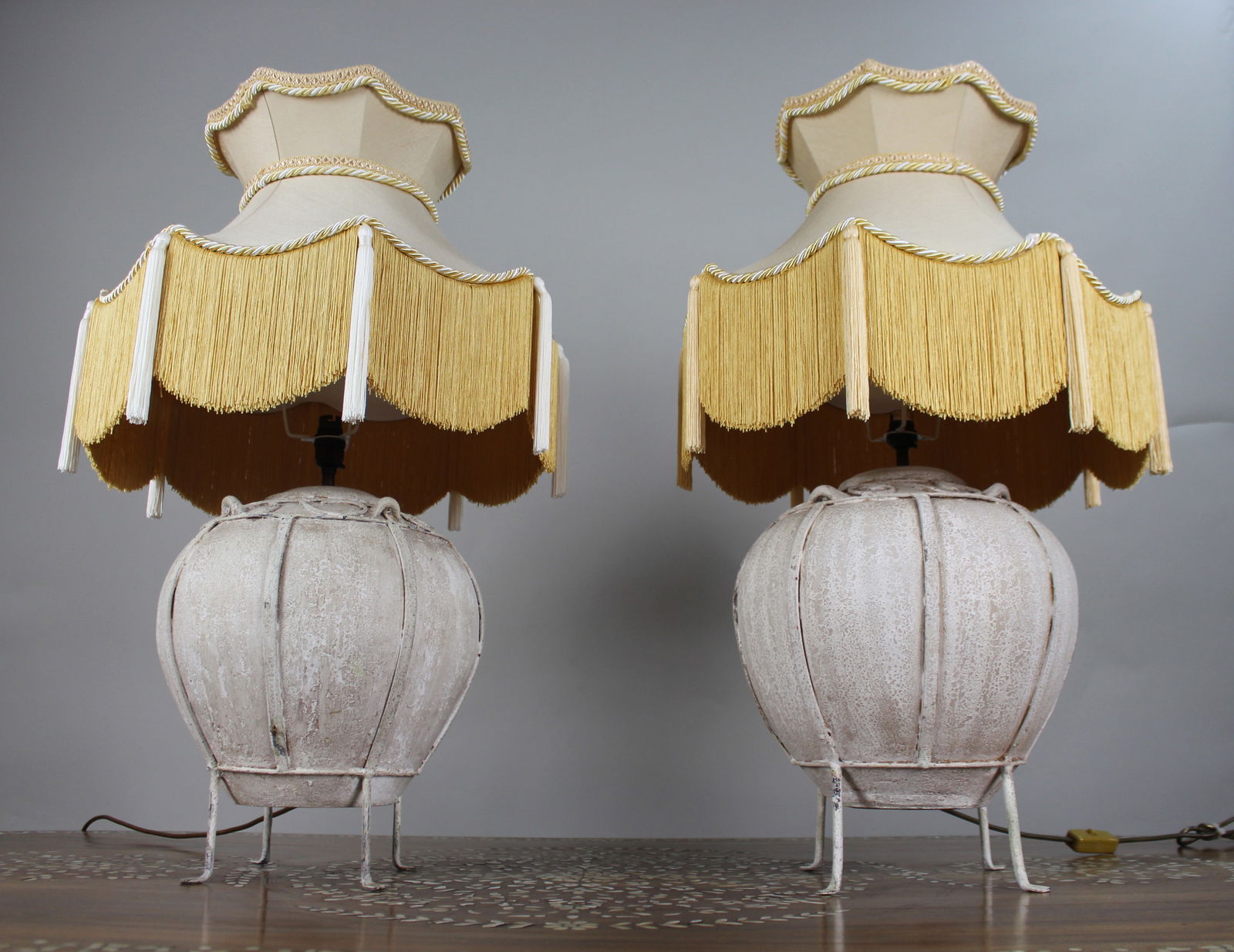 Pair of Large Decorative Table Lamps with Handmade Silk-Lined Shades - 3